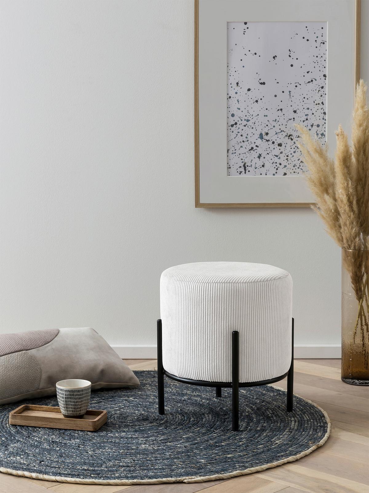 Tabure Cord, Bež - črna/bež, Moderno, kovina/tekstil (35/38cm) - Livetastic