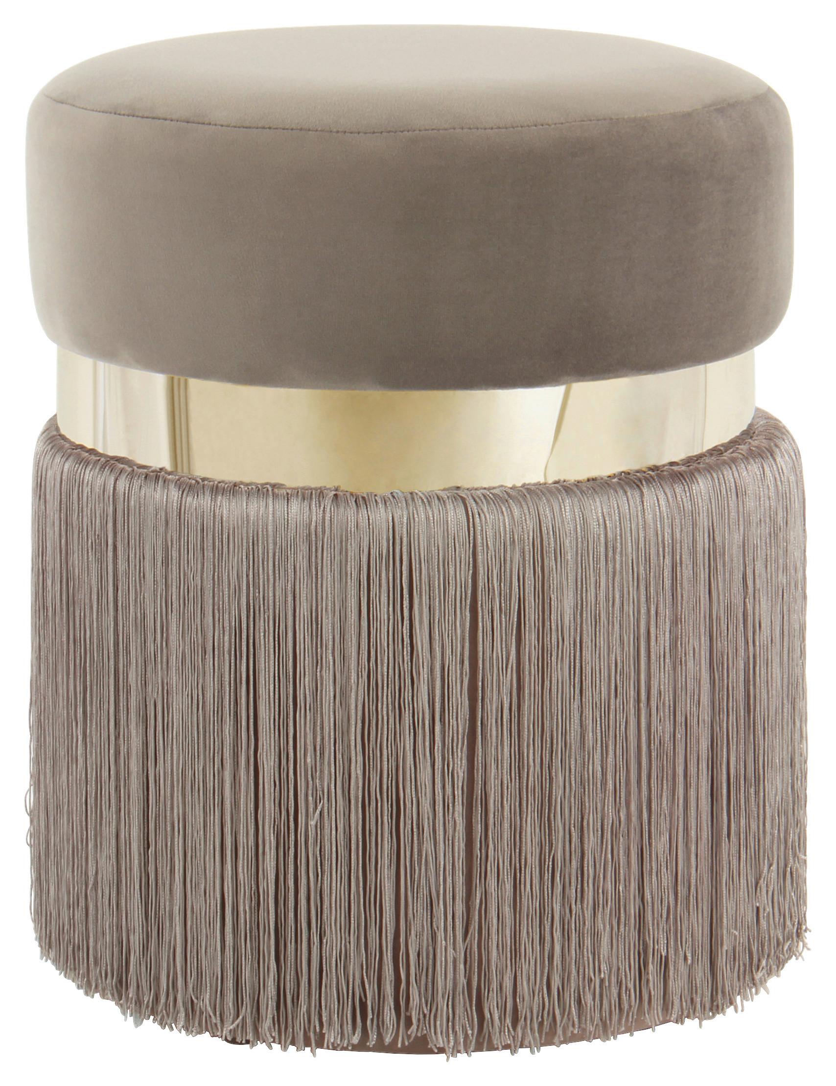 HOCKER REBECCA 925 - Taupe/Goldfarben, Design, Kunststoff/Textil (38/45/38cm) - Kayoom