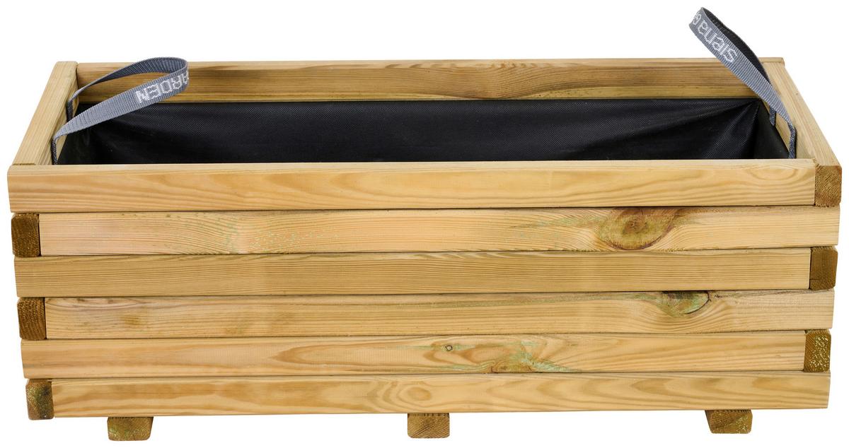 Blumenkasten Kieferfarben/Schwarz - Schwarz/Kieferfarben, Basics, Holz/Textil (90/40/33cm) - Siena Garden