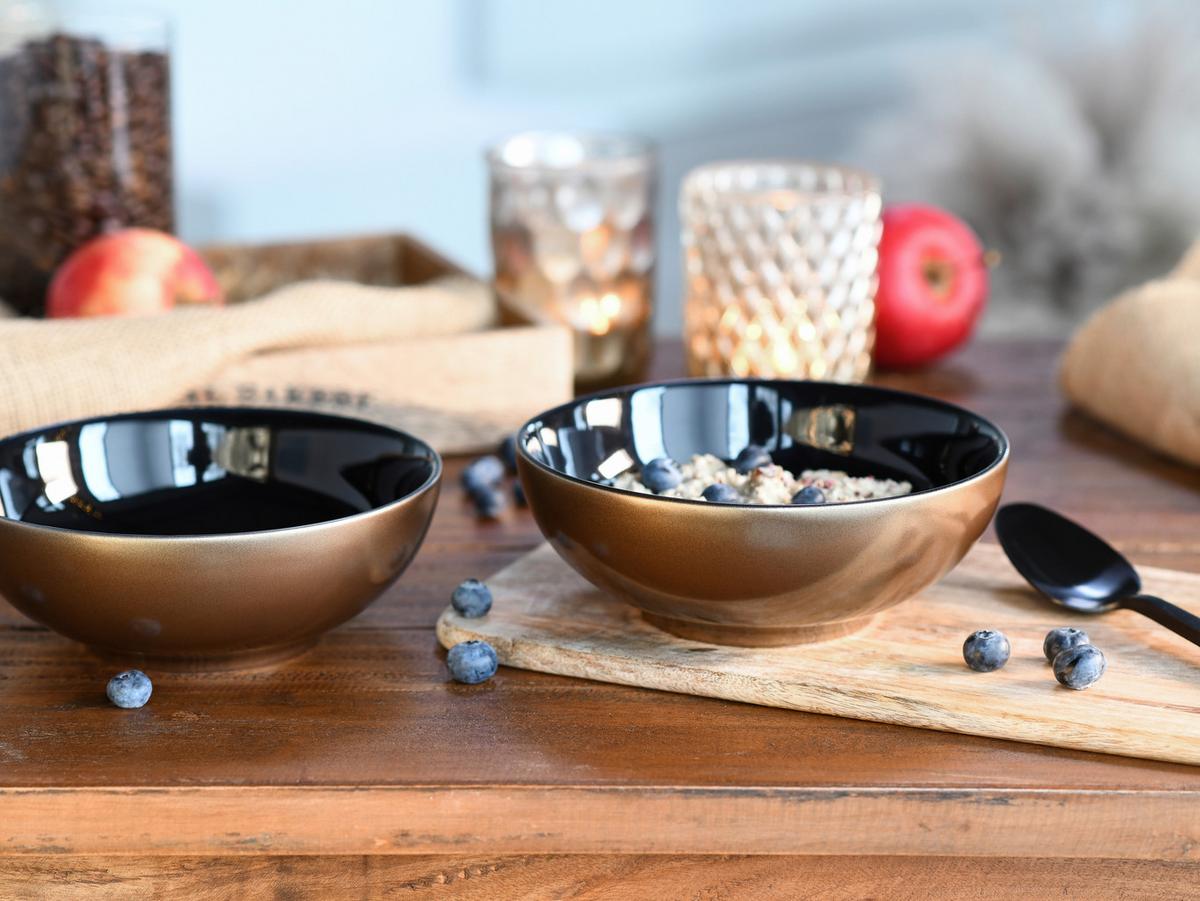 Set Skodelic Za Kosmiče Golden Dayns Black, 6-Delni - zlate barve/črna, Basics, keramika (16cm) - Creatable