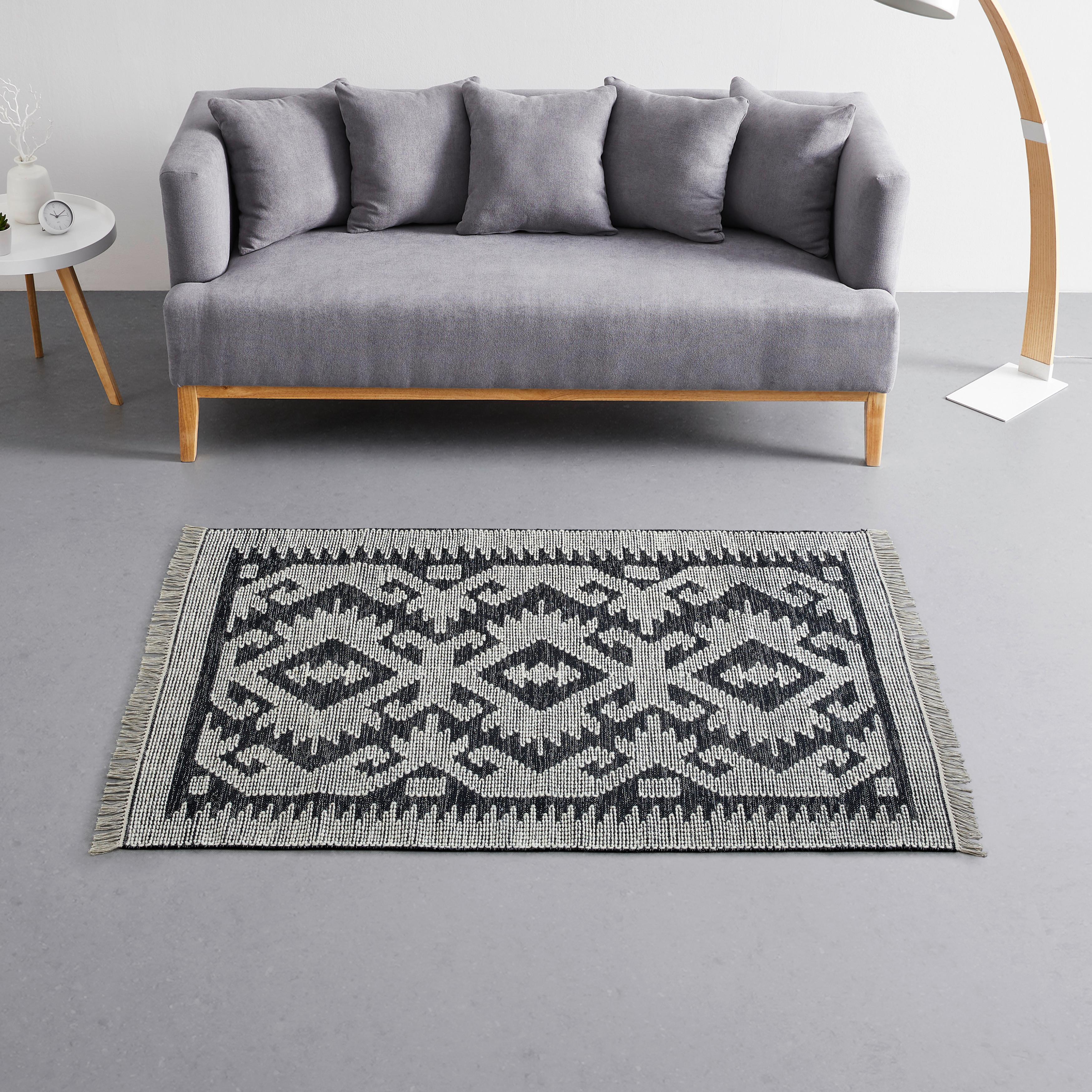 Covor țesut de mână LUCKY - alb/negru, Modern, textil (120/170cm) - Modern Living