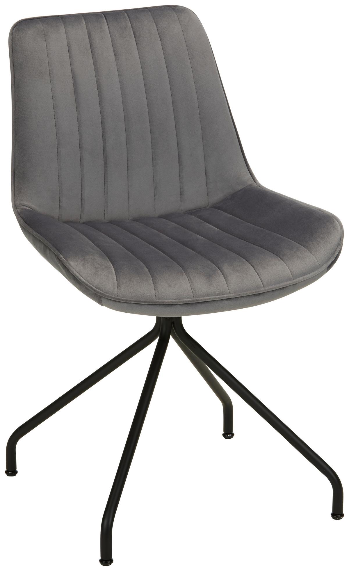 chaise aus Samt in Grau - gris/noir, Modern, métal/textile (50/83,5/51cm) - Mömax