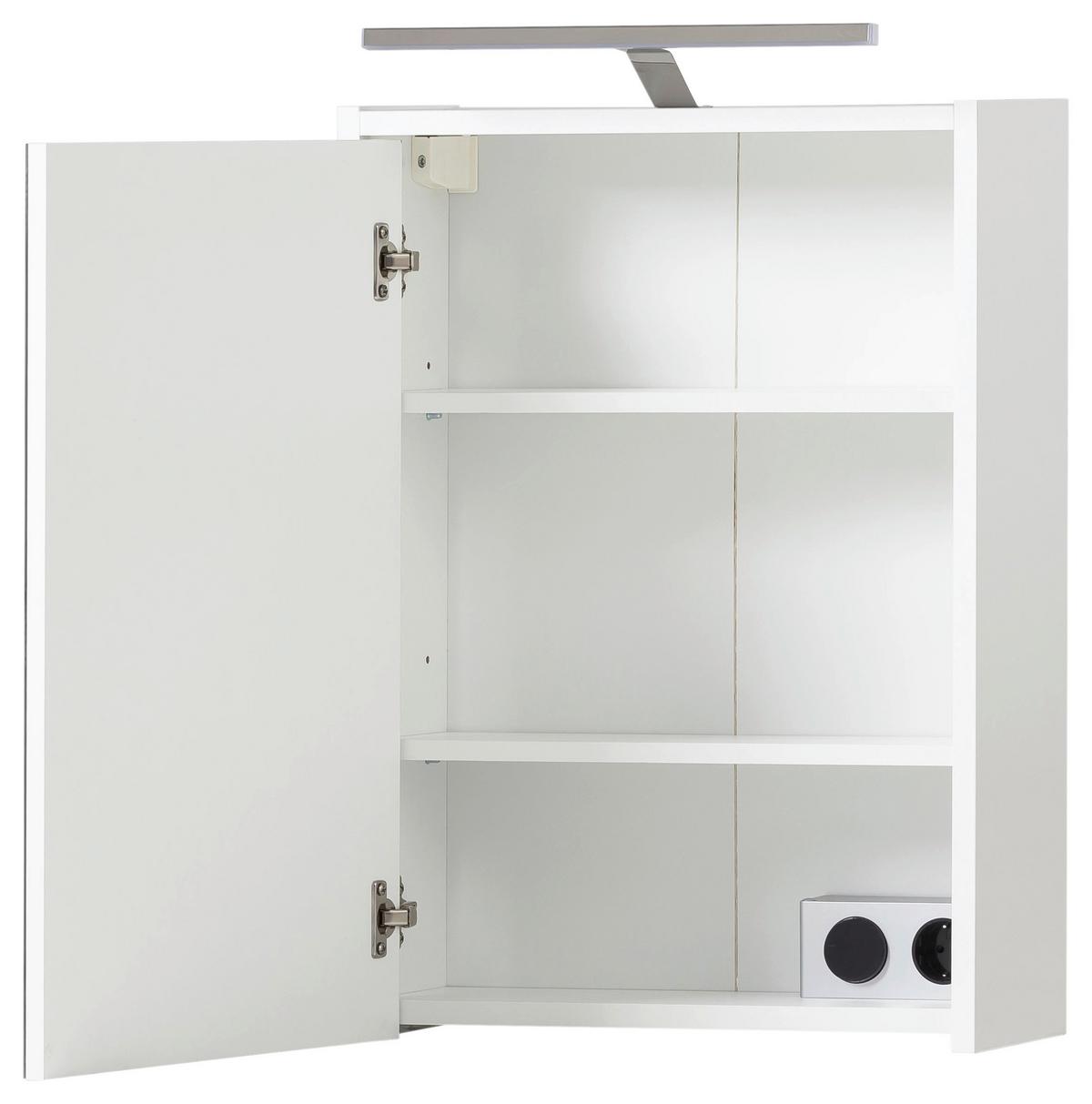 Omara Z Ogledalom Katta, Bela - bela, Moderno, steklo/leseni material (43,5/64/16cm) - Stylife