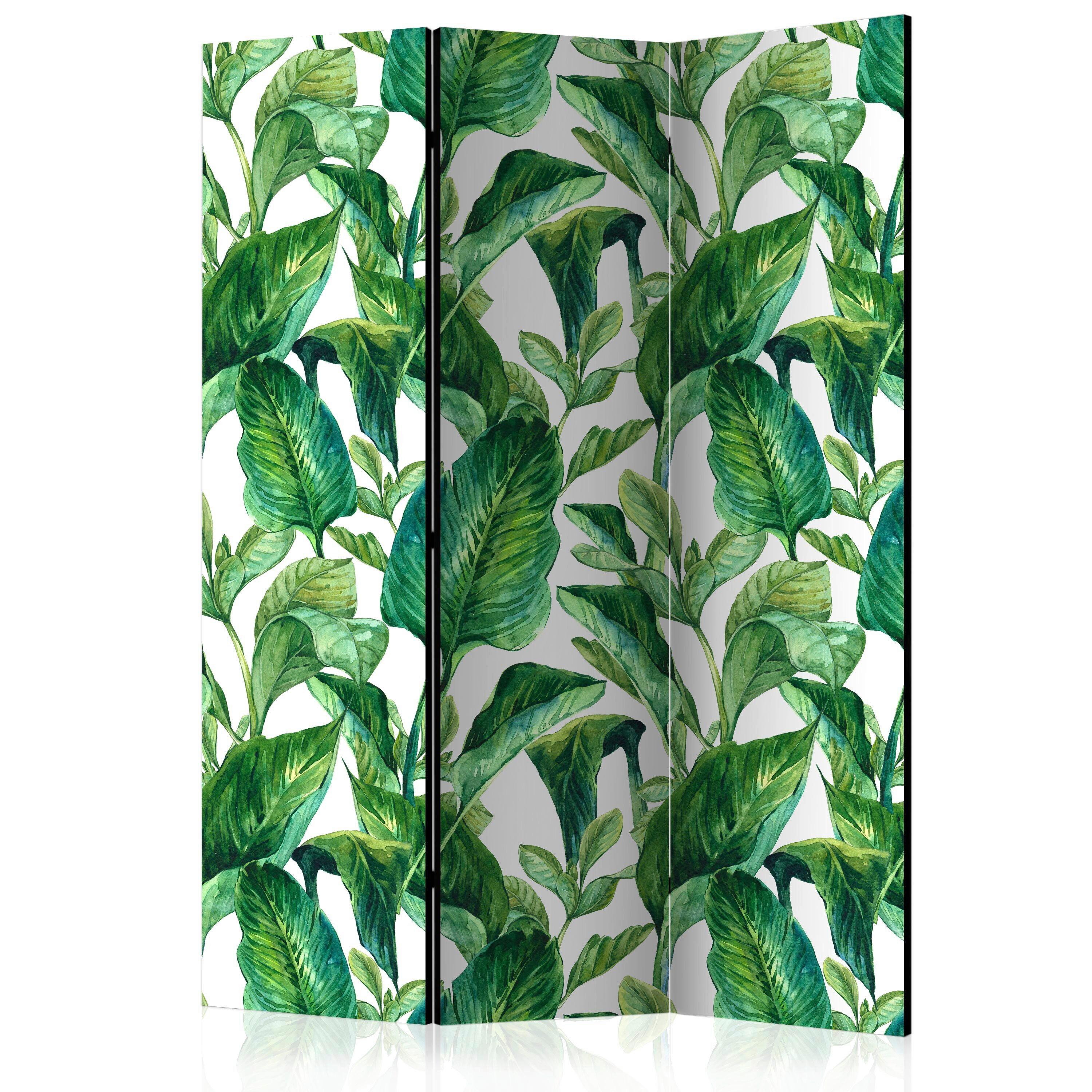 Paravan Jungle Vibes, 3-Delni, Dvostranski - zelena/bela, Basics, tekstil/les (135/172/3cm) - artgeist