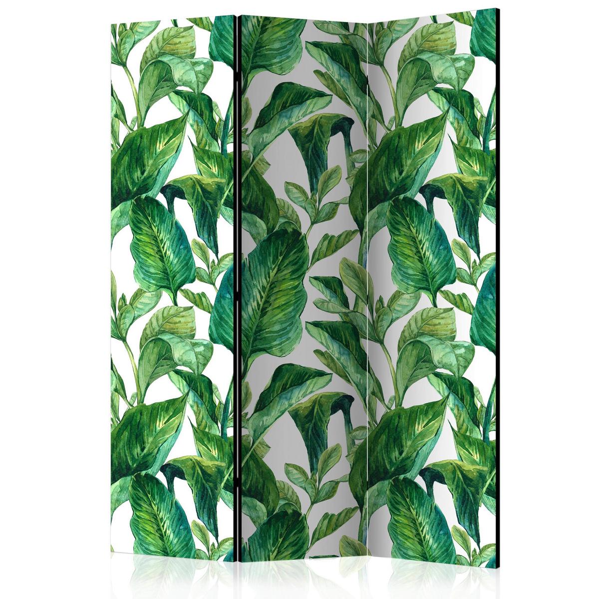 Paravan Jungle Vibes, 3-Delni, Dvostranski - zelena/bela, Basics, tekstil/les (135/172/3cm) - artgeist