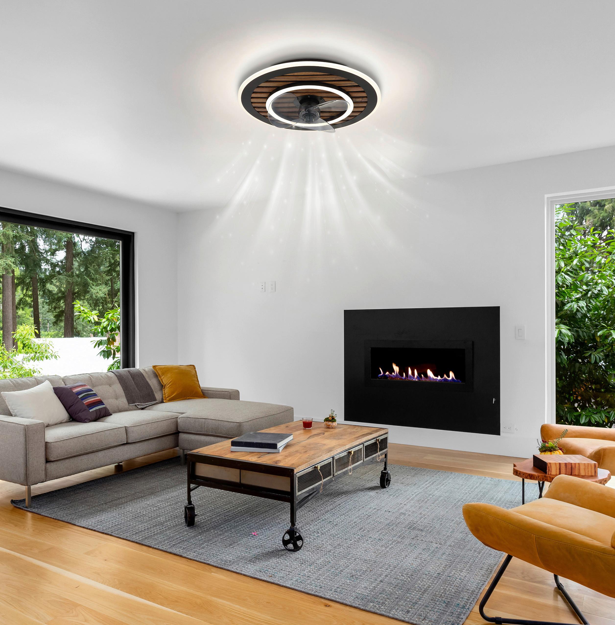 DECKENVENTILATOR 03668 TREVINO - Dunkelbraun/Opal, Konventionell, Kunststoff/Metall (49/13cm) - Globo