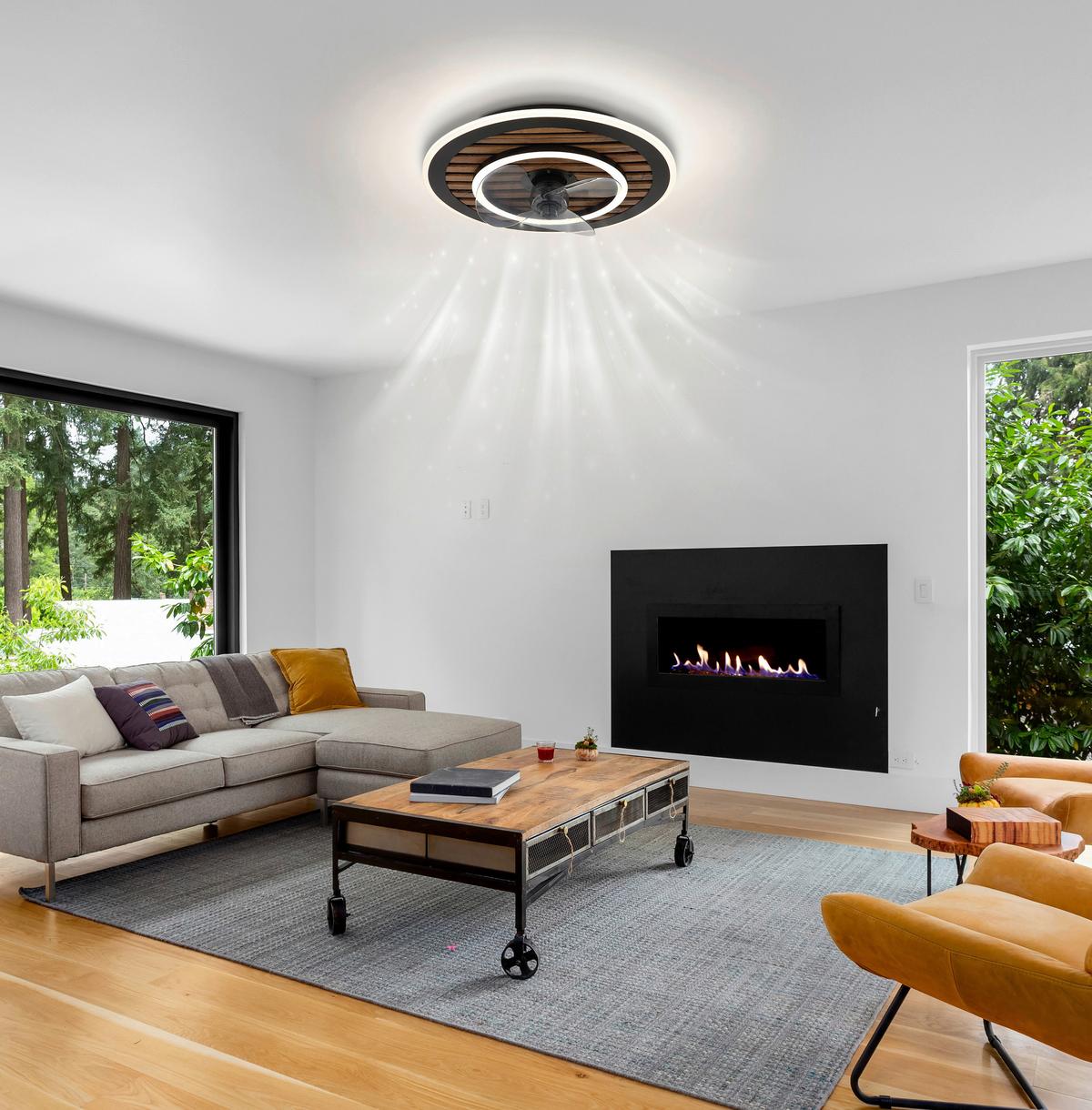 DECKENVENTILATOR 03668 TREVINO - Dunkelbraun/Opal, Konventionell, Kunststoff/Metall (49/13cm) - Globo