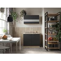 Majhna Kuhinja Merle, 100cm - srebrne barve/črna, Basics, kovina/steklo (100cm) - Respekta