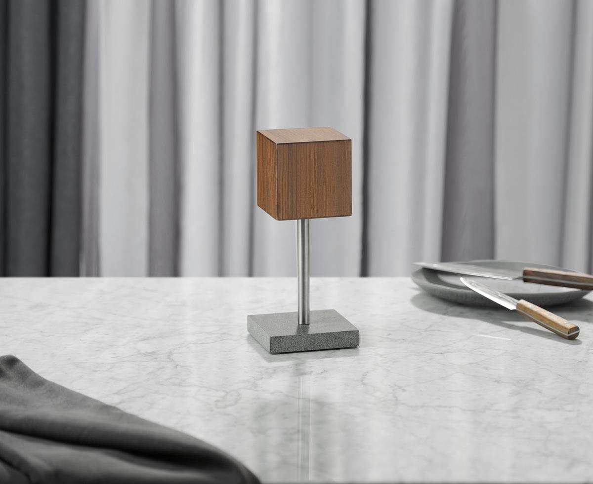 Messerblock Torge in Grau/Natur/Edelstahlfarben - Edelstahlfarben/Naturfarben, MODERN, Holz/Stein (10/25/12cm) - Premium Living