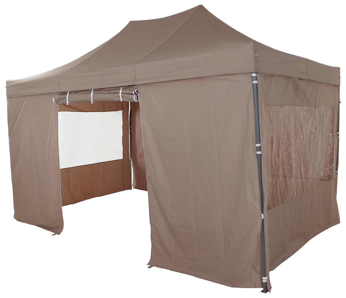 Pavillon L30551 450x300 cm Seitenteilen + UV-beständig - Taupe, KONVENTIONELL, Textil (450/330/300cm) - Siena Garden