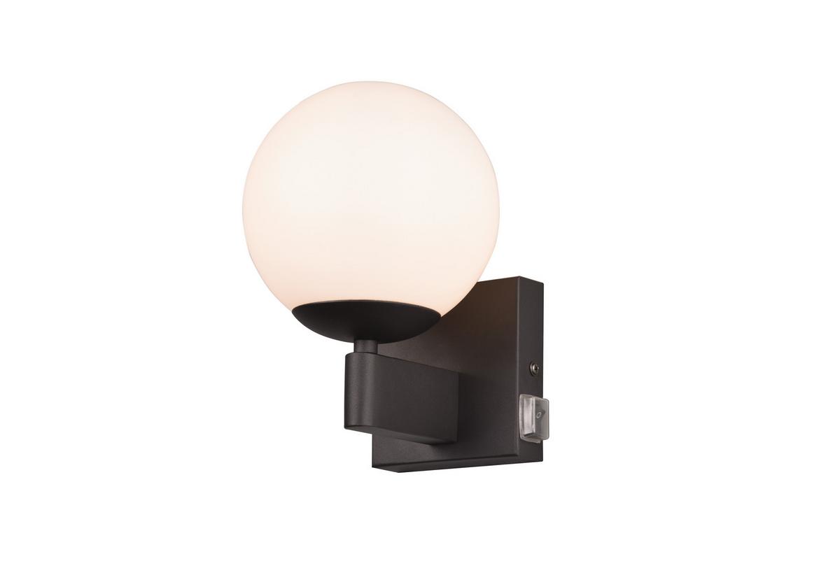 Wandleuchte Kula Schwarz max. 10 Watt - Schwarz/Weiß, MODERN, Glas/Metall (14/20cm) - Trio Leuchten