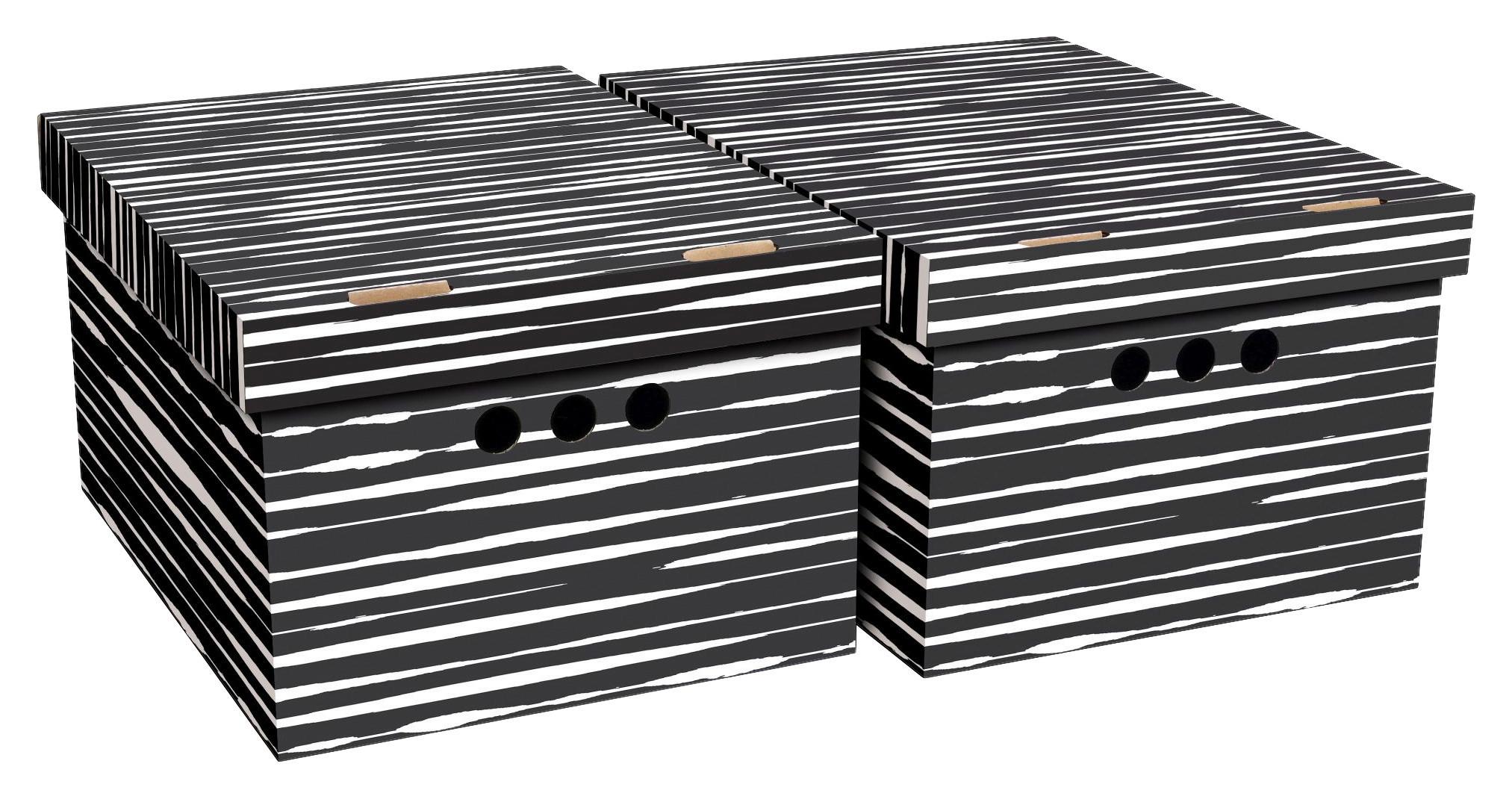 Škatla S Pokrovom Jimmy -Ext- - črna/bela, karton (35,5/18,5/26,4cm) - Modern Living