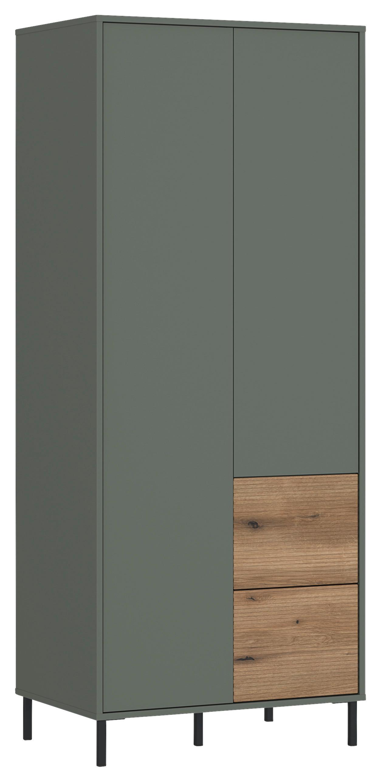 Ormar S Klasičnim Vratima Pozzi - boje hrasta/zelena, Moderno, drvni materijal (75/188,4/58cm) - Modern Living