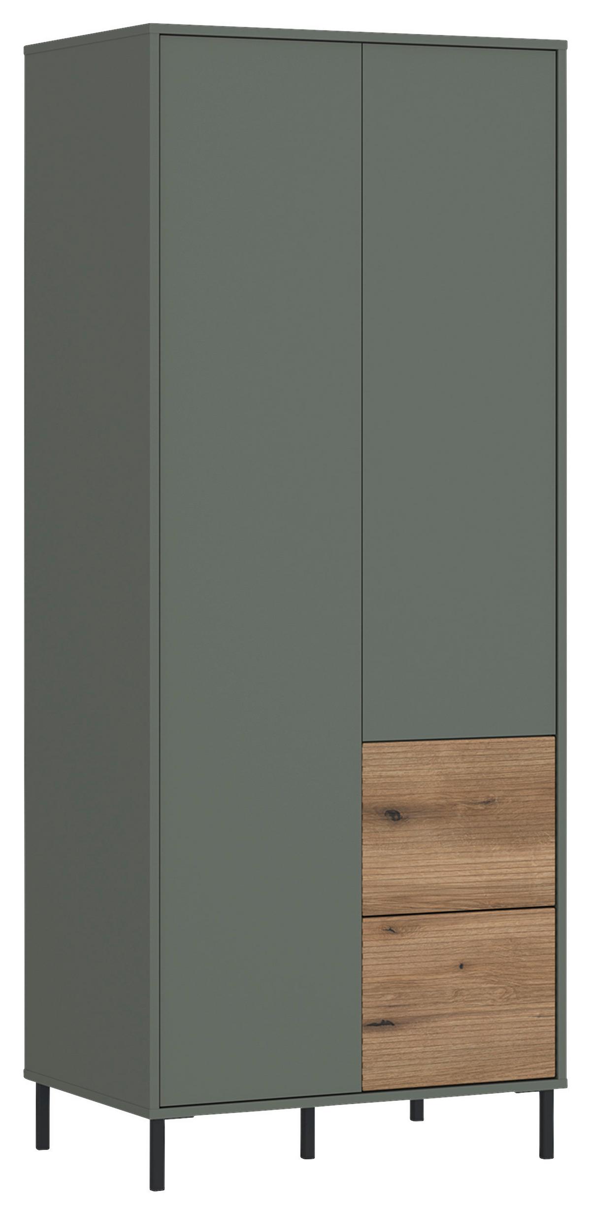 Ormar S Klasičnim Vratima Pozzi - boje hrasta/zelena, Moderno, drvni materijal (75/188,4/58cm) - Modern Living