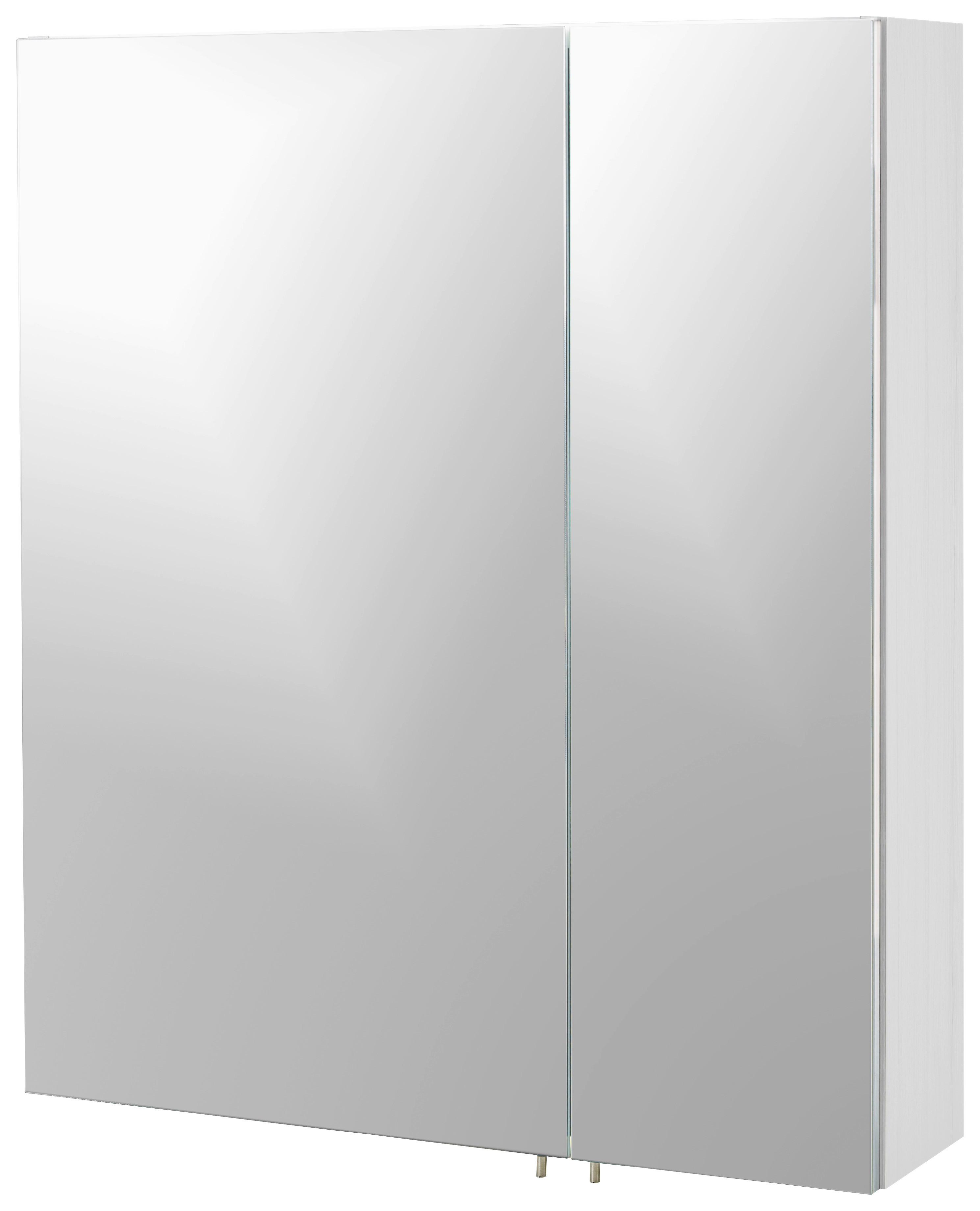 Spiegelschrank "Lumo" , weiß - Nickelfarben, MODERN, Glas/Holzwerkstoff (60/70,7/16cm) - MID.YOU