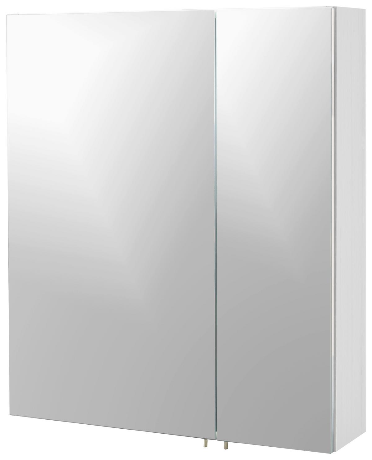 Spiegelschrank "Lumo" , weiß - Nickelfarben, MODERN, Glas/Holzwerkstoff (60/70,7/16cm) - MID.YOU