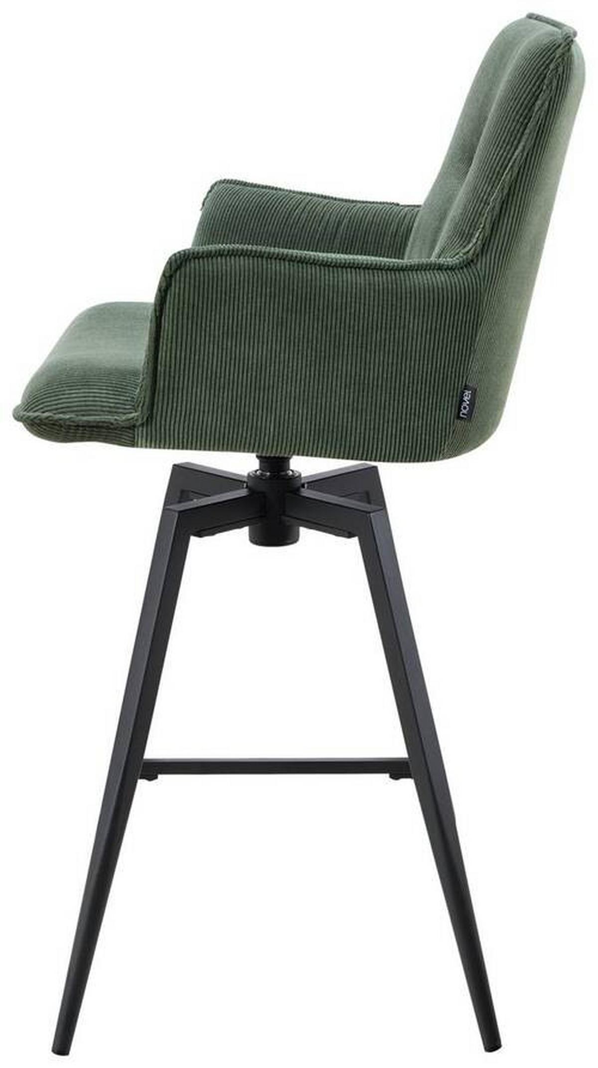 STOŁEK BAROWY SAGA - zielony/czarny, Design, metal/tkanina (56/102/56cm) - Novel