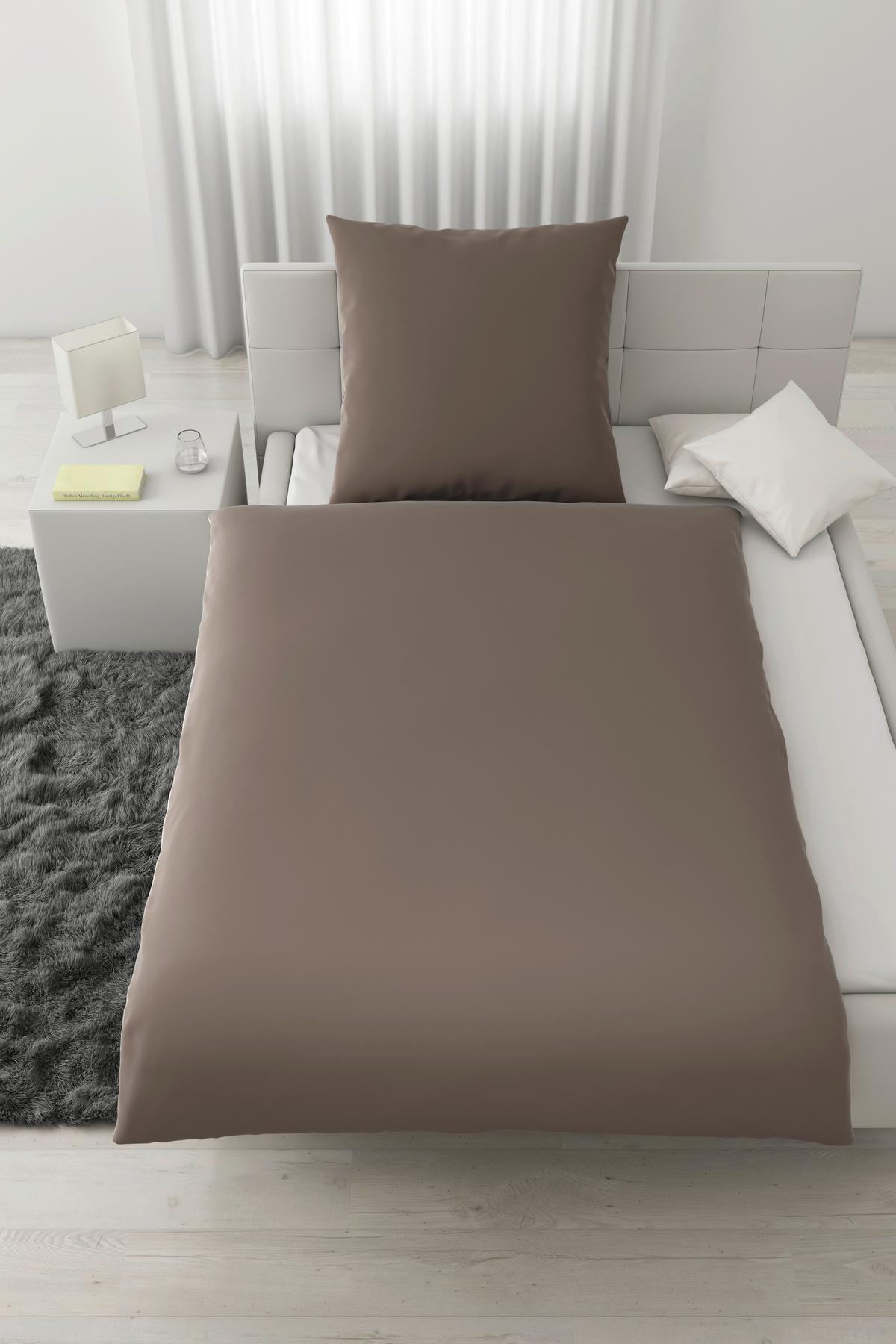 Bettwäsche Bio-Sophia Uni Taupe ca. 135x200cm - Taupe, Natur, Textil (135/200cm) - ecoTree