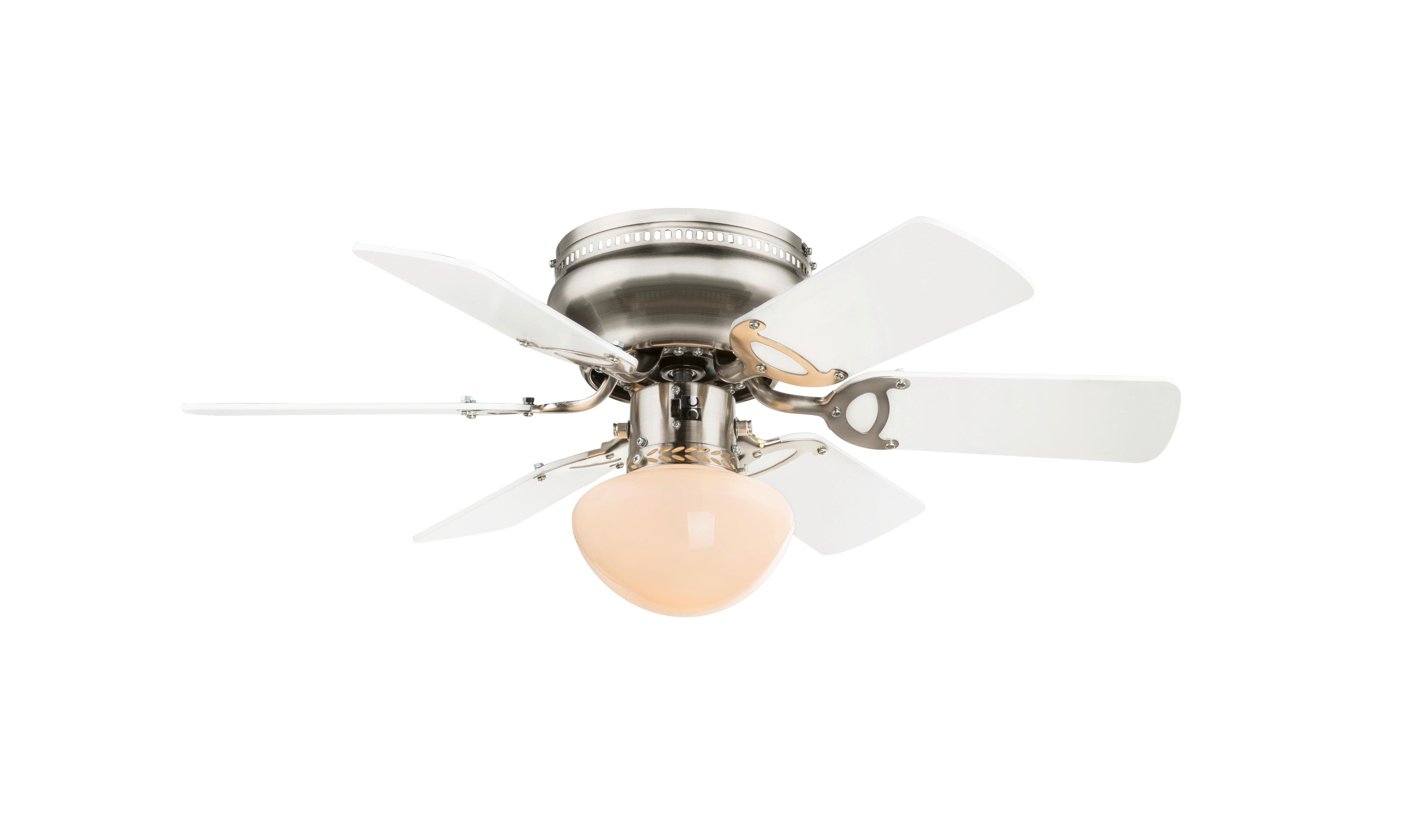 Plafonski Ventilator 0307w Ugo - srebrna, Lajfstajl, staklo/metal (76/28cm)