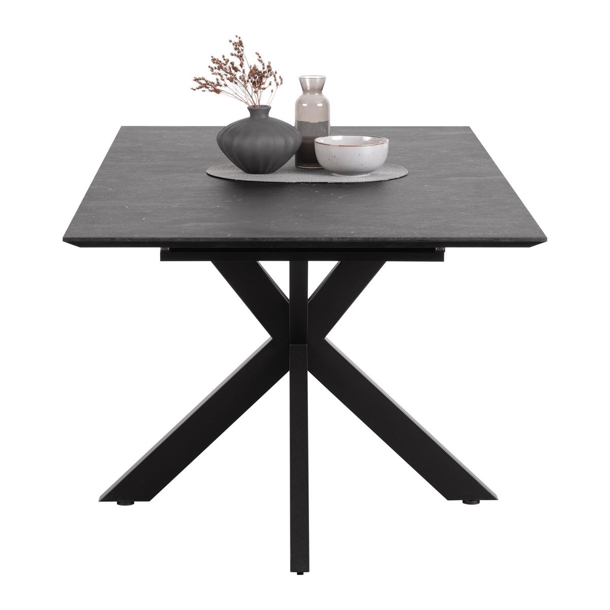 Ausziehtisch Dinner Konzept 3 Schwarz ca. 160x74,5x90cm - Schwarz, Modern, Holzwerkstoff/Metall (160/90/74,5cm) - Mömax