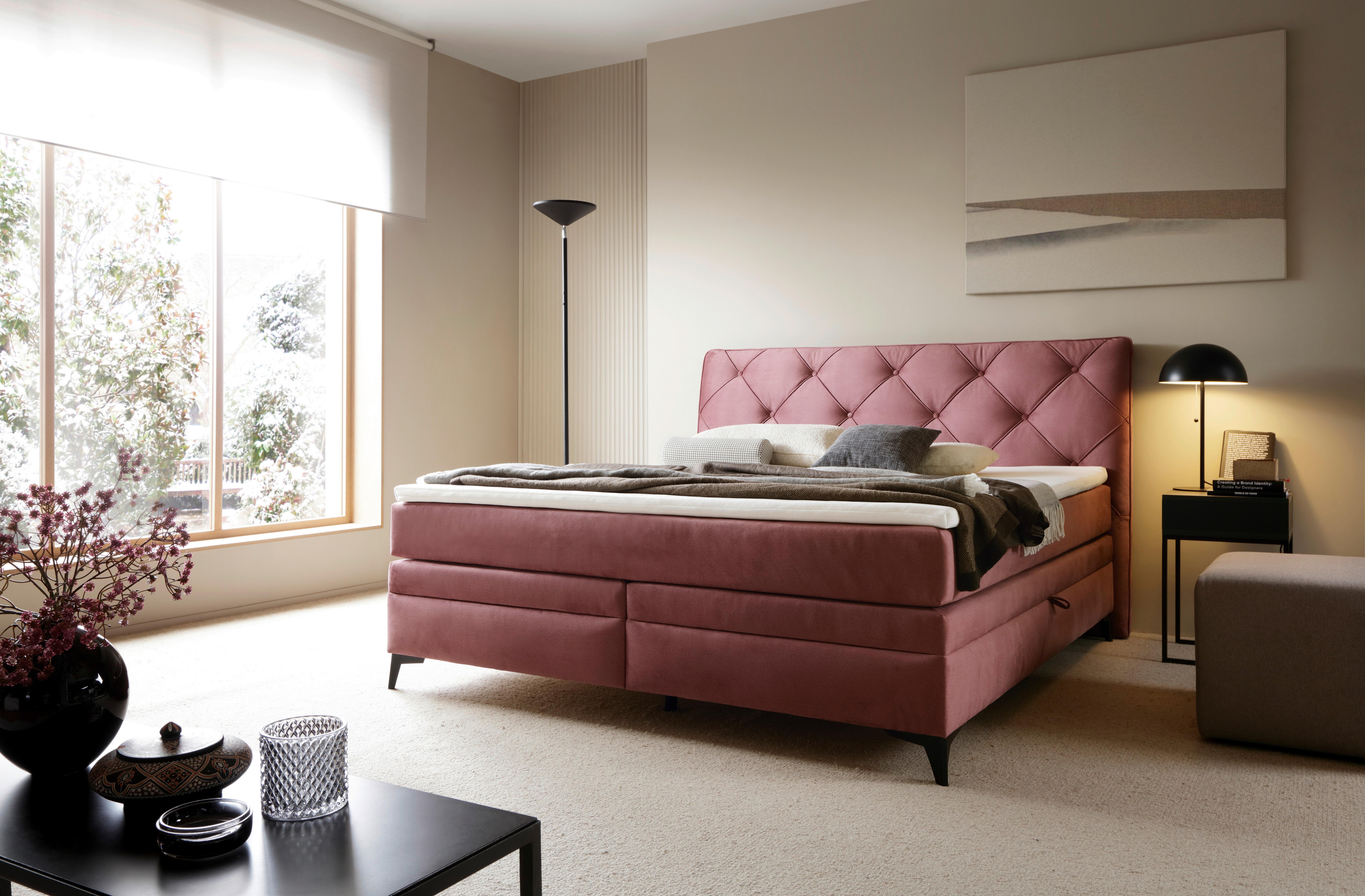 Box Krevet Molde 180/200 Cm - ružičasta/crna, Modern, drvni materijal/plastika (204/114/217cm)