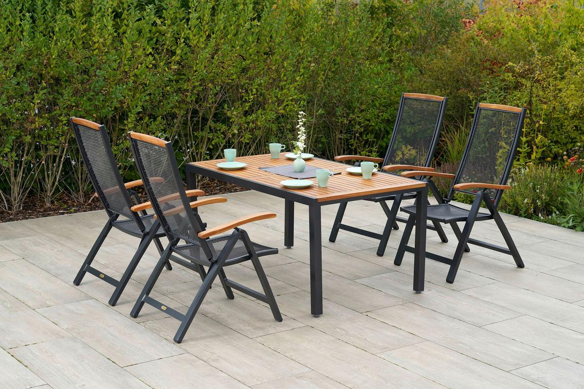 Gartentisch in Naturfarben massiv ca. 90x74x150cm - Graphitfarben/Naturfarben, MODERN, Holz/Metall (150/90/74cm) - Gardenson