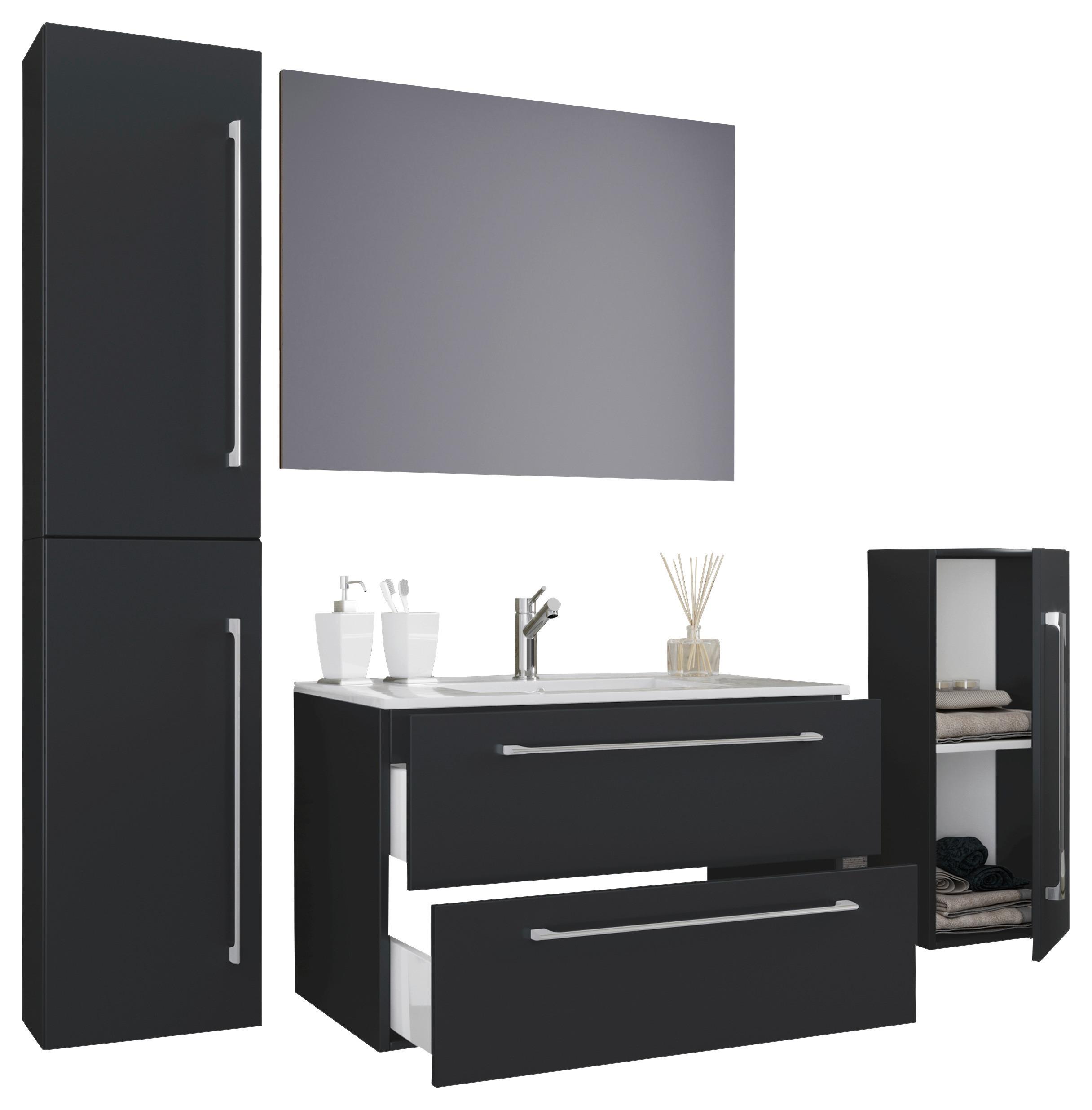 Kopalnica Badinos, Črna - črna/siva, Moderno, kovina/leseni material (147cm) - MID.YOU