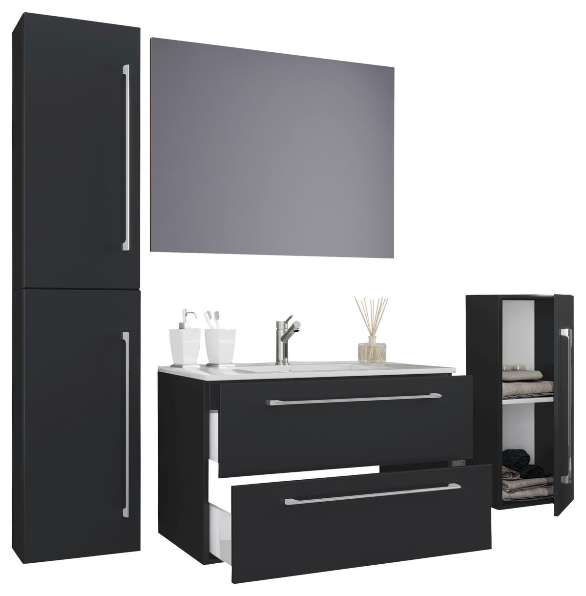 Kopalnica Badinos, Črna - črna/siva, Moderno, kovina/leseni material (147cm) - MID.YOU