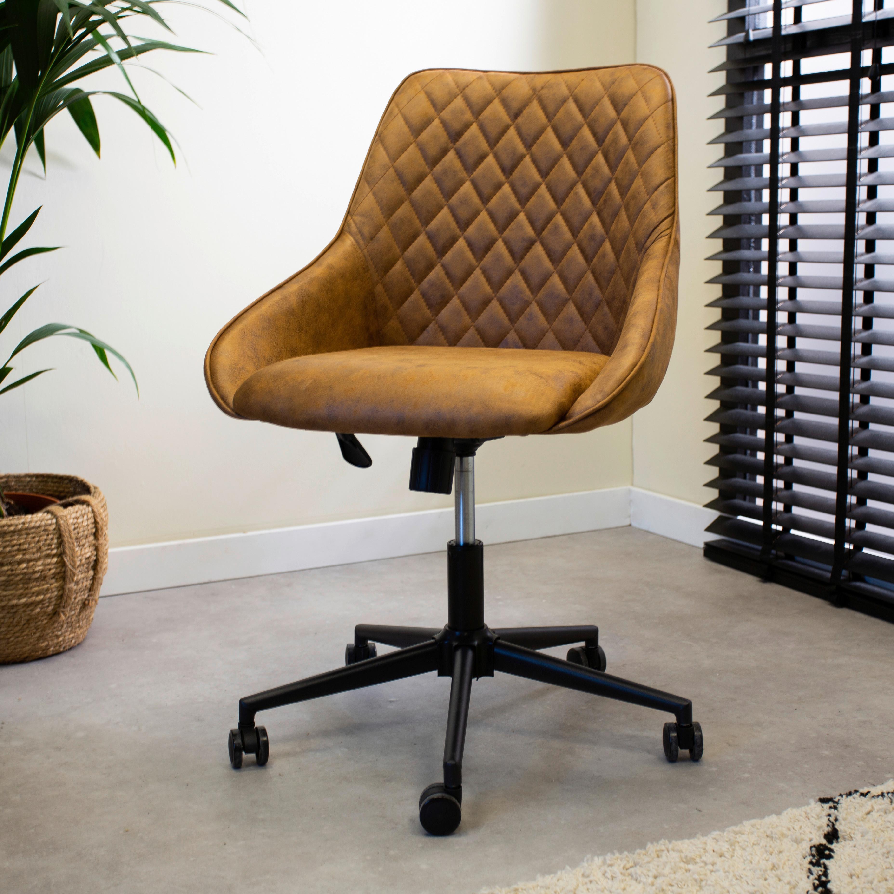 Drehstuhl Kayne ca. 60x84 cm Cognac - Cognac/Schwarz, KONVENTIONELL, Textil/Metall (60/84/64,5cm) - MID.YOU