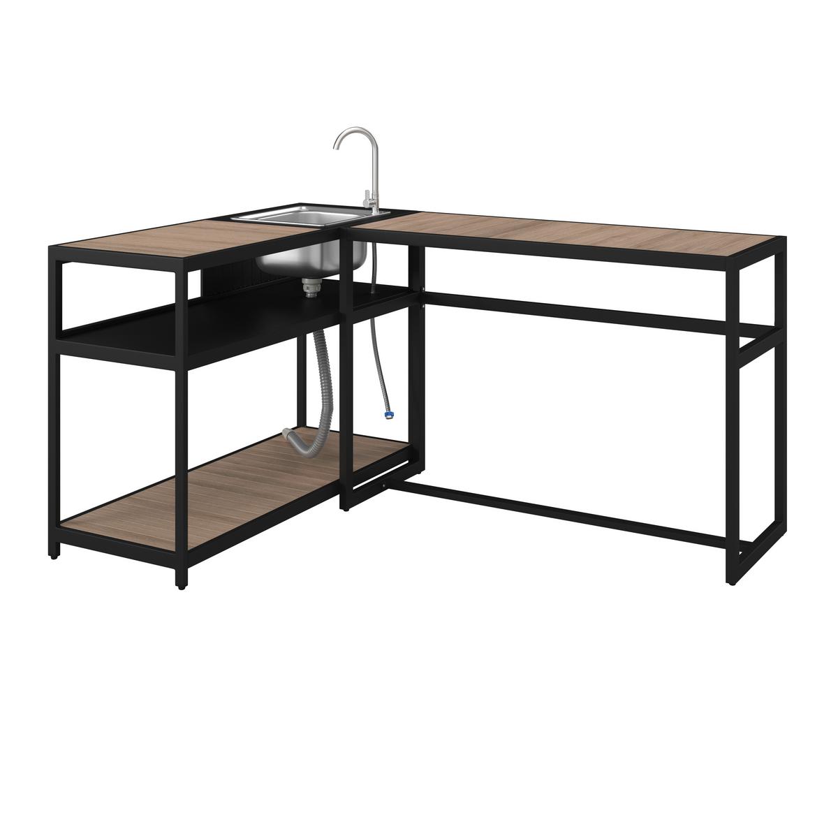 Mobilier bucătărie outdoor Delia - culoare natur/negru, Modern, plastic/metal - Bessagi Garden