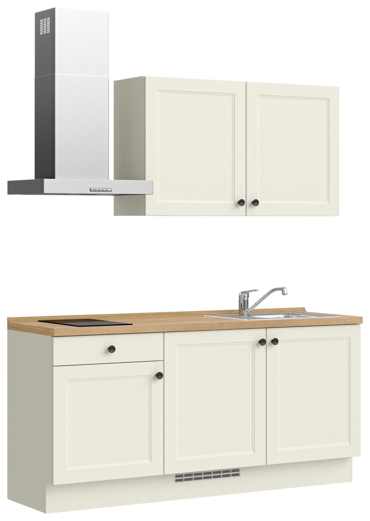 Küchenblock Cascada Low m. Geräten Weiß - Eichefarben/Schwarz, MODERN, Holzwerkstoff/Metall (180cm) - Nobilia