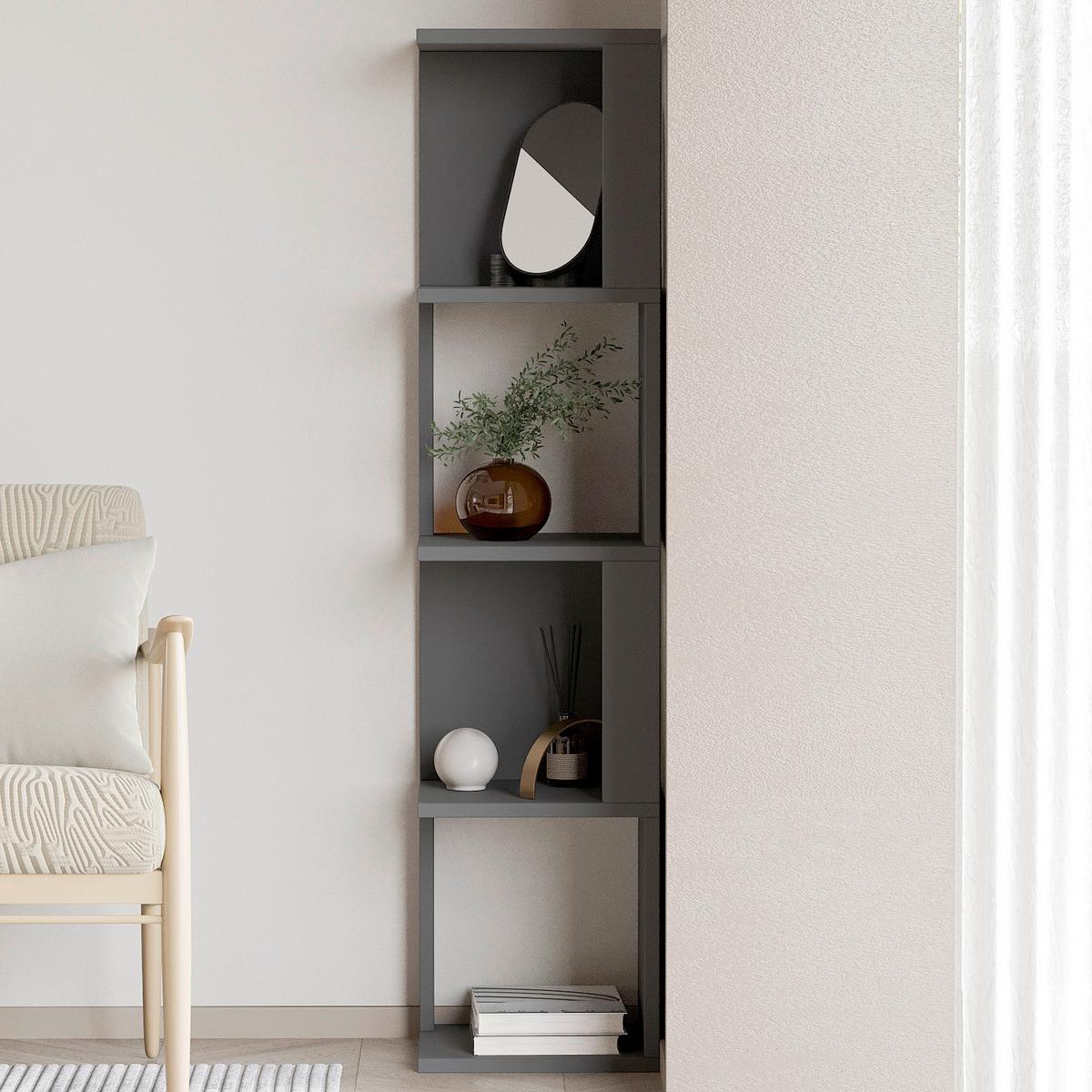 REGAL HERRY BÜCHERREGAL - Anthrazit, Design, Holzwerkstoff (30/128/30cm) - Livetastic