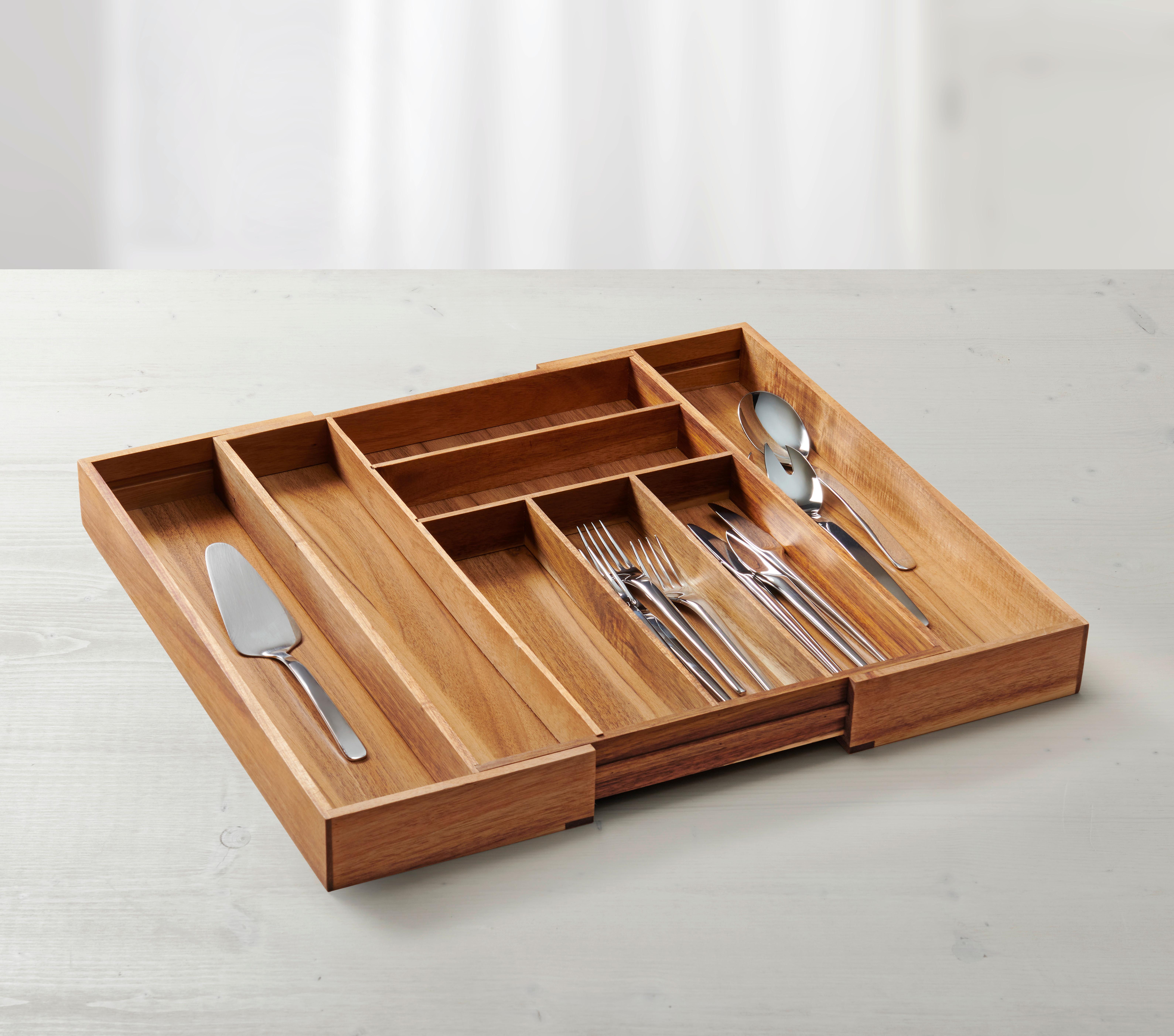 BESTICKLÅDA FLEX - M - EXT- - naturfärgad, Modern, trä (47,3/35,5-53,5/5,5cm) - Zandiara