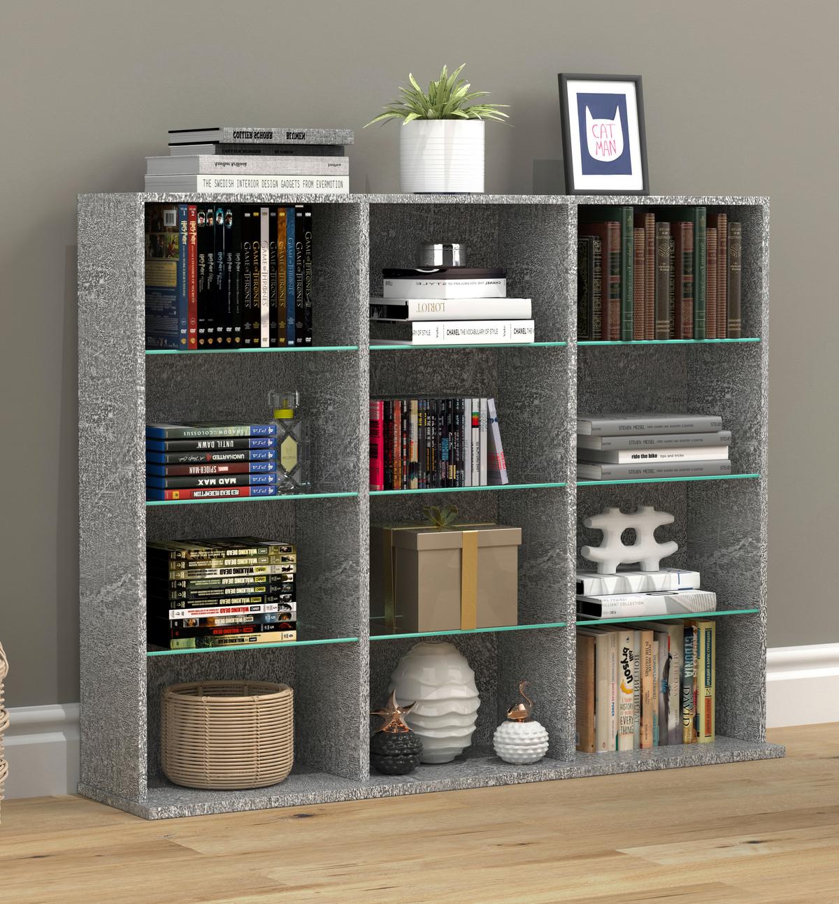 REGAL ZILAS L - Grau, Design, Glas/Holzwerkstoff (102/82/23cm) - MID.YOU