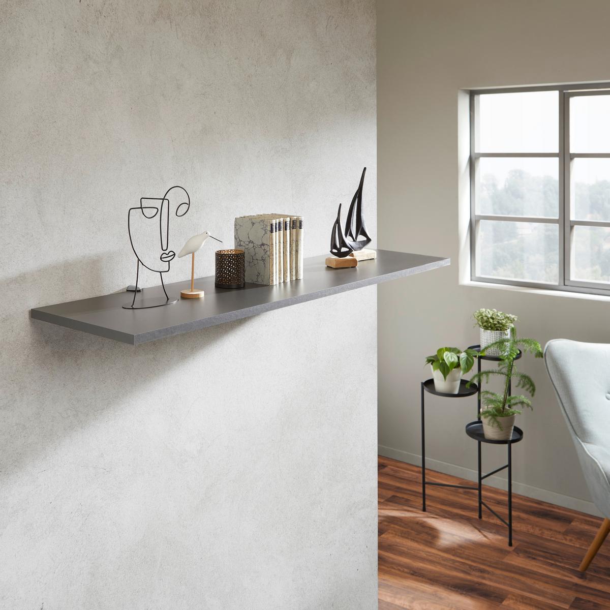 Poliță de perete SKATE 120/30 - antracit, Modern, material pe bază de lemn (120/1,8/30cm) - Modern Living