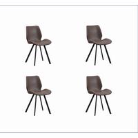 Stuhl-Set Barona 4er-Set Taupe Lederlook - Taupe/Schwarz, MODERN, Textil/Metall (44/80/55cm) - MID.YOU