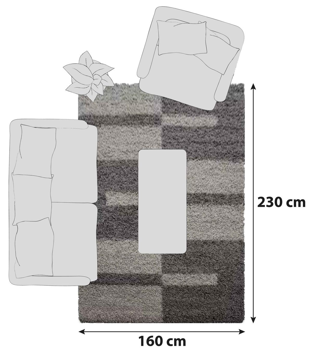 Hochflorteppich Gala Taupe ca. 160x230cm - Taupe, Design, Textil (160/230cm)