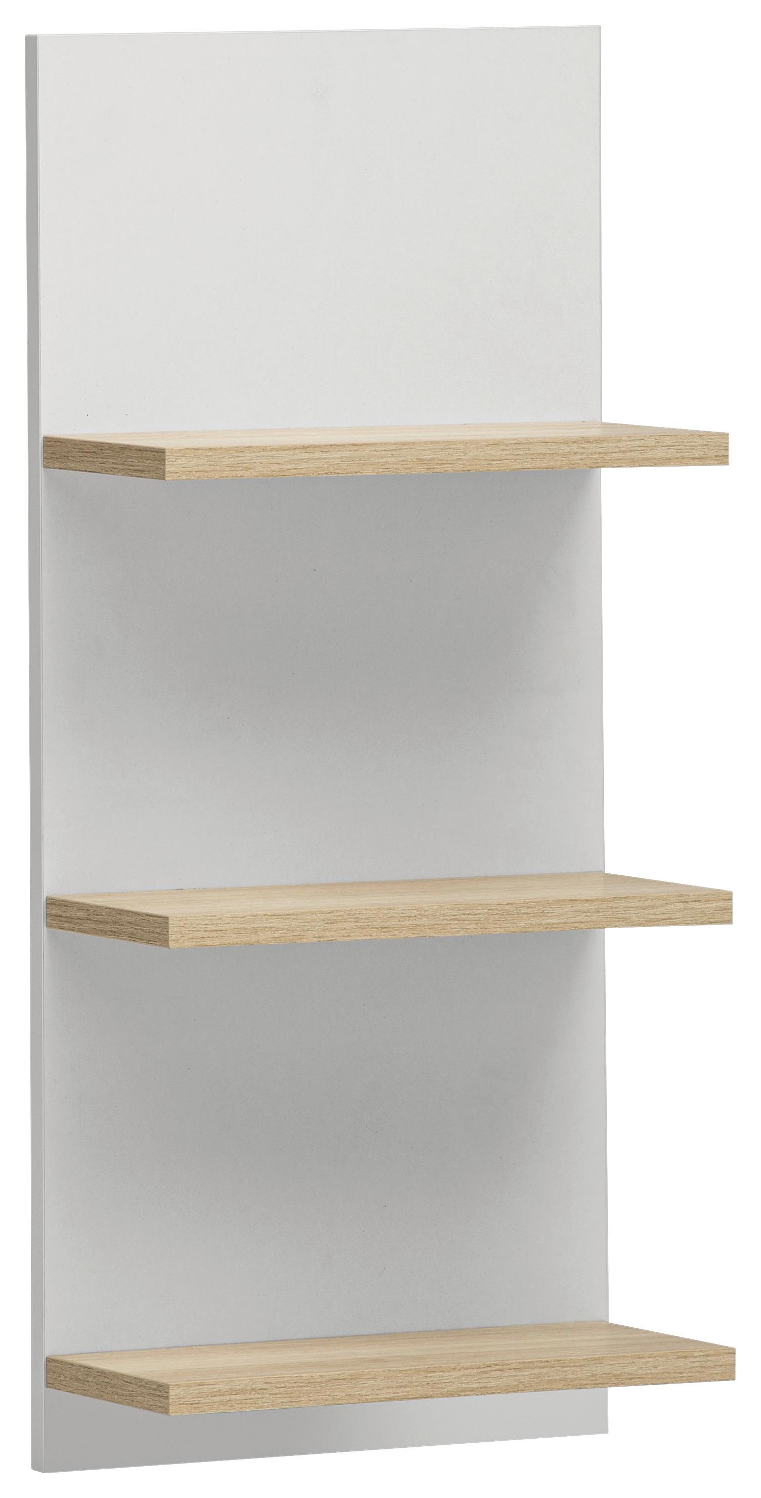 Kopalniški Regal Emmik, Bela, Barva Hrasta - barve hrasta/bela, Moderno, leseni material (30,3/70,2/17,5cm) - Stylife