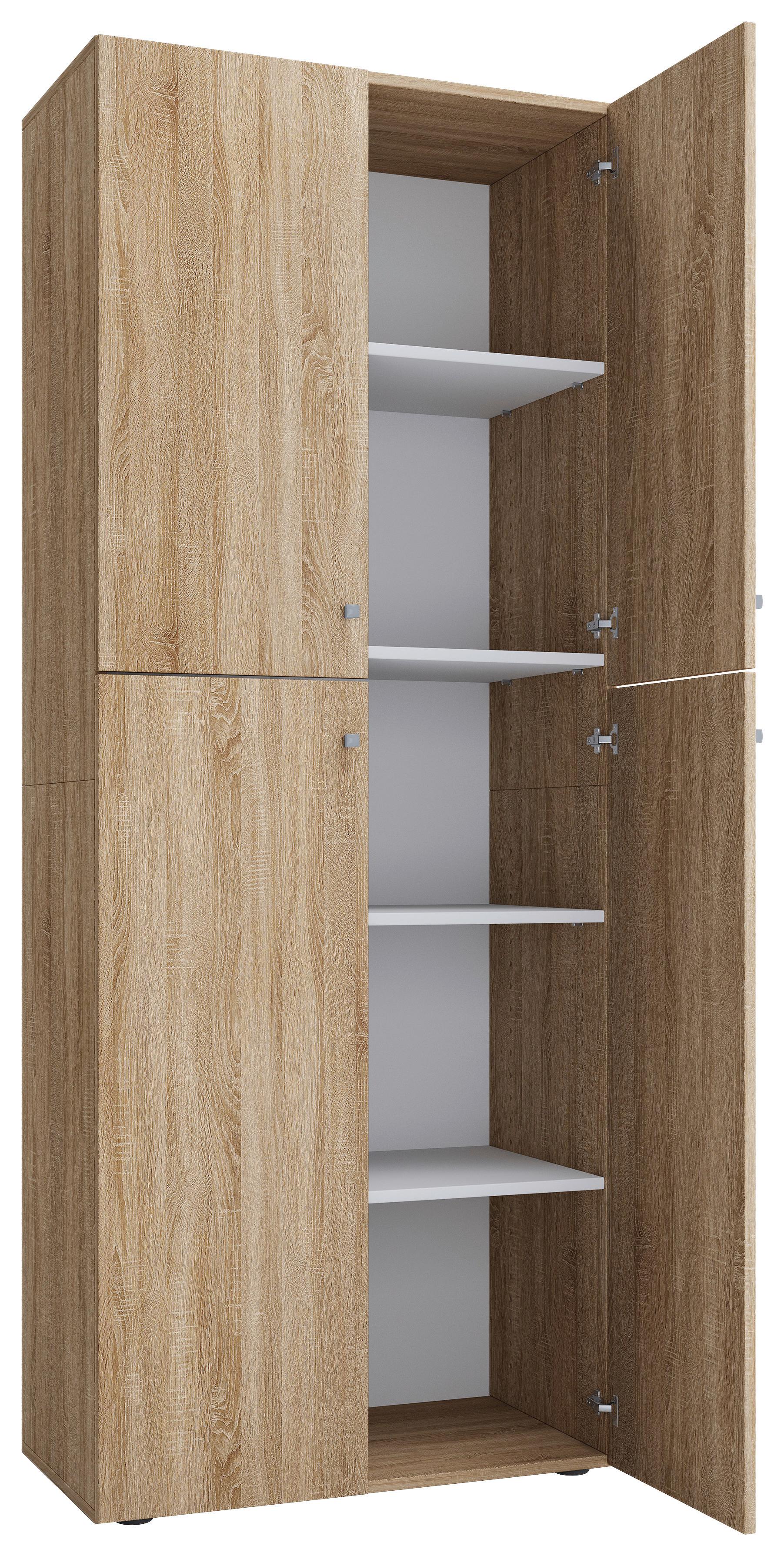 Schuhschrank Lona ca.70x182x37cm Eichefarben - Eichefarben/Silberfarben, KONVENTIONELL, Holzwerkstoff/Kunststoff (70/182/37cm) - MID.YOU