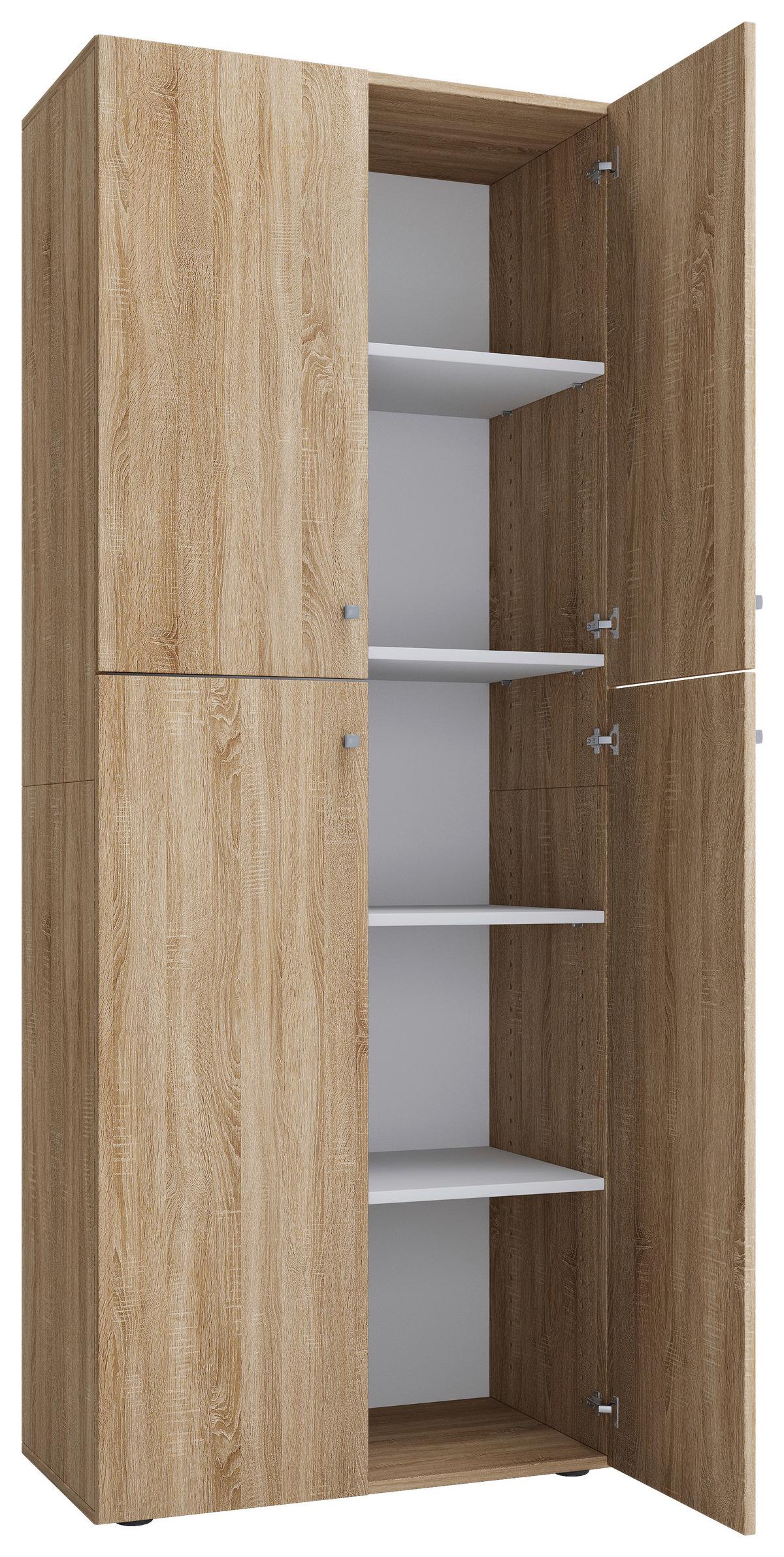Schuhschrank Lona ca.70x182x37cm Eichefarben - Eichefarben/Silberfarben, KONVENTIONELL, Holzwerkstoff/Kunststoff (70/182/37cm) - MID.YOU