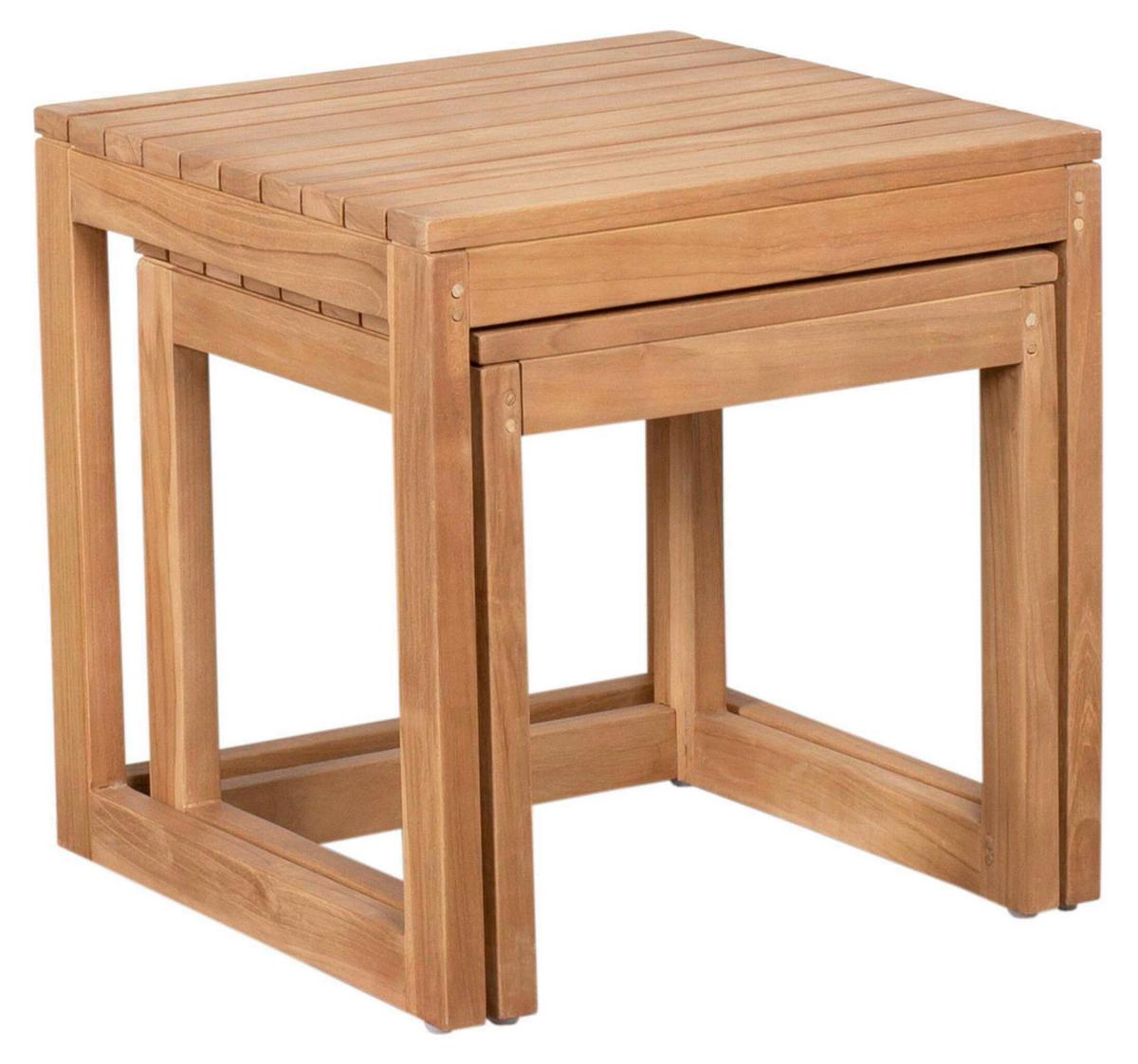 Beistelltisch-Set Woodie 2er-Set Holz - Teakfarben, KONVENTIONELL, Holz (50/40/50/40/50/40cm)