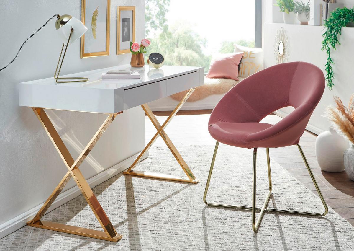 Pisalna Miza Wl6.314 - zlate barve/bela, Moderno, kovina/leseni material (118/57/76cm) - MID.YOU