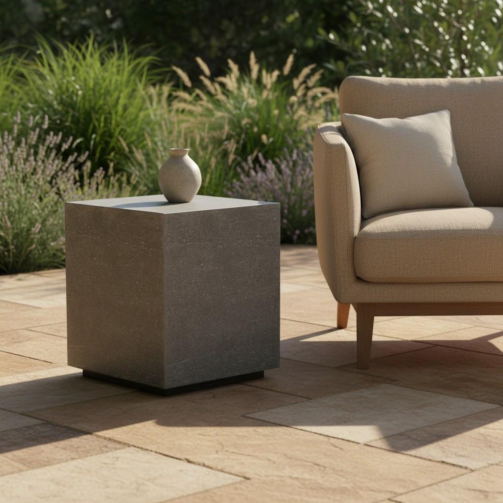 Loungetisch Tevere Faserbeton Hellgrau - Hellgrau, KONVENTIONELL, Stein (45/45/50.8cm) - Gardenson