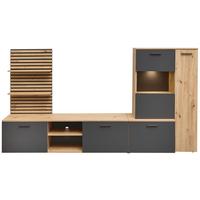 Dnevni Regal Heathrow, Barva Hrasta, Antracit - črna/antracit, Design, umetna masa/steklo (250/135/38cm) - MID.YOU