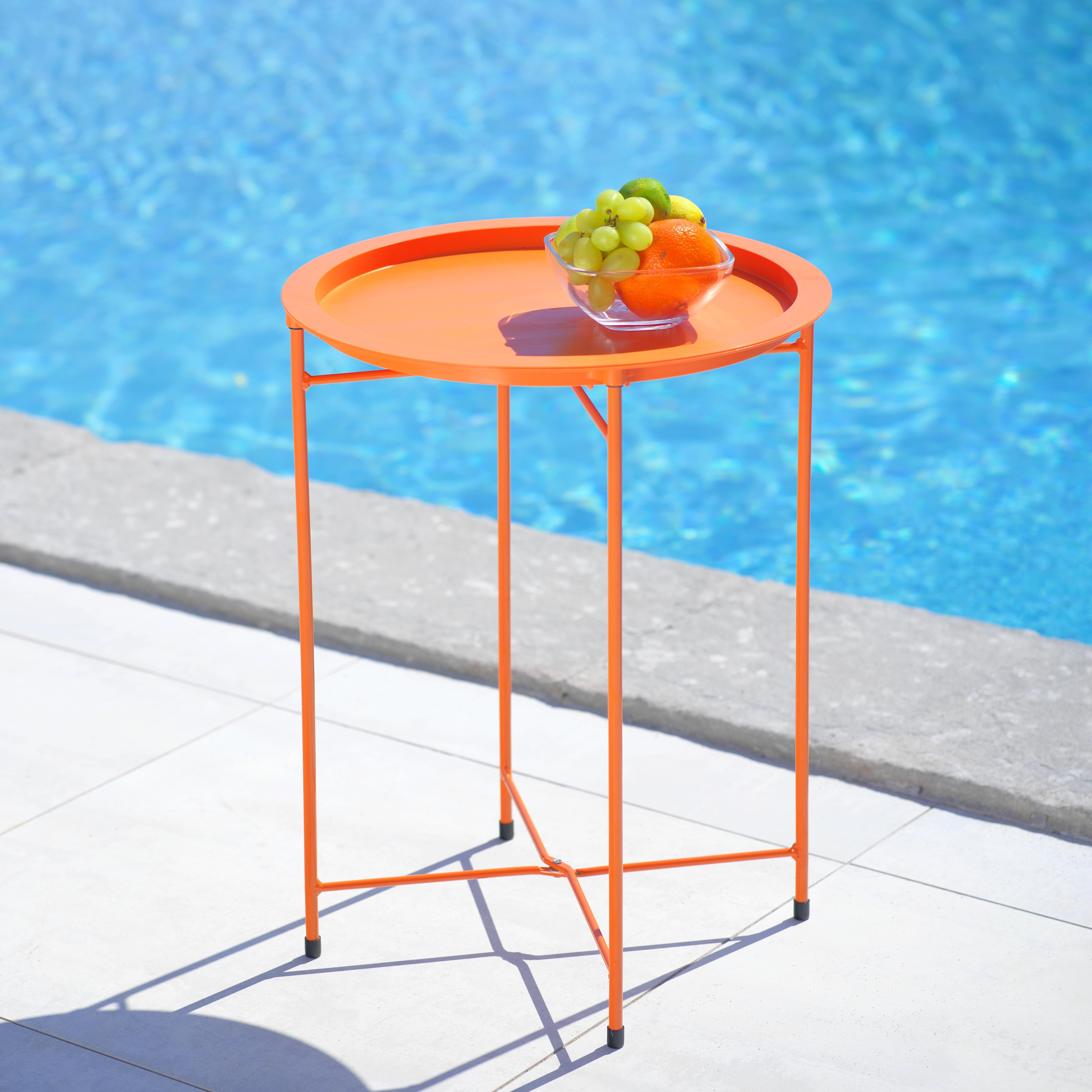 Gartentisch Carole in Orange ca. 40x51,5cm - Orange, MODERN, Kunststoff/Metall (40/51,5cm) - Bessagi Garden