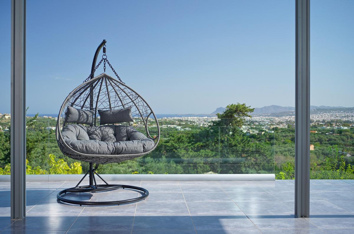 Hängesessel Enea Dunkelgrau Metall/Kunststoff/Outdoorstoff - Dunkelgrau/Schwarz, MODERN, Textil/Metall (133/205/120cm) - Bessagi Garden