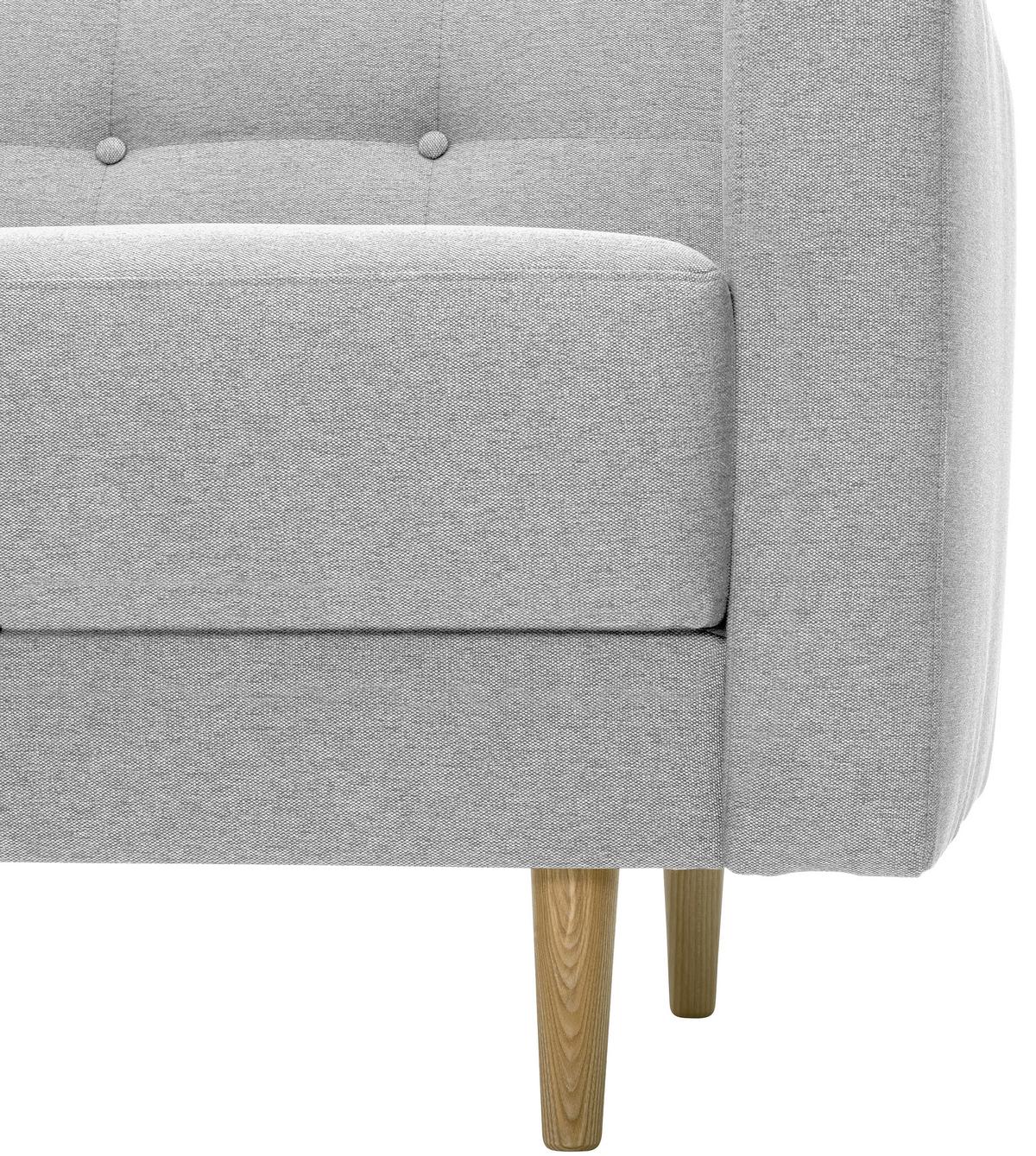 3-Sitzer-Sofa Jasmin Hellgrau Flachgewebe mit Schlaffunktion - Eschefarben/Hellgrau, MODERN, Holz/Textil (224/81/83cm) - Max Winzer