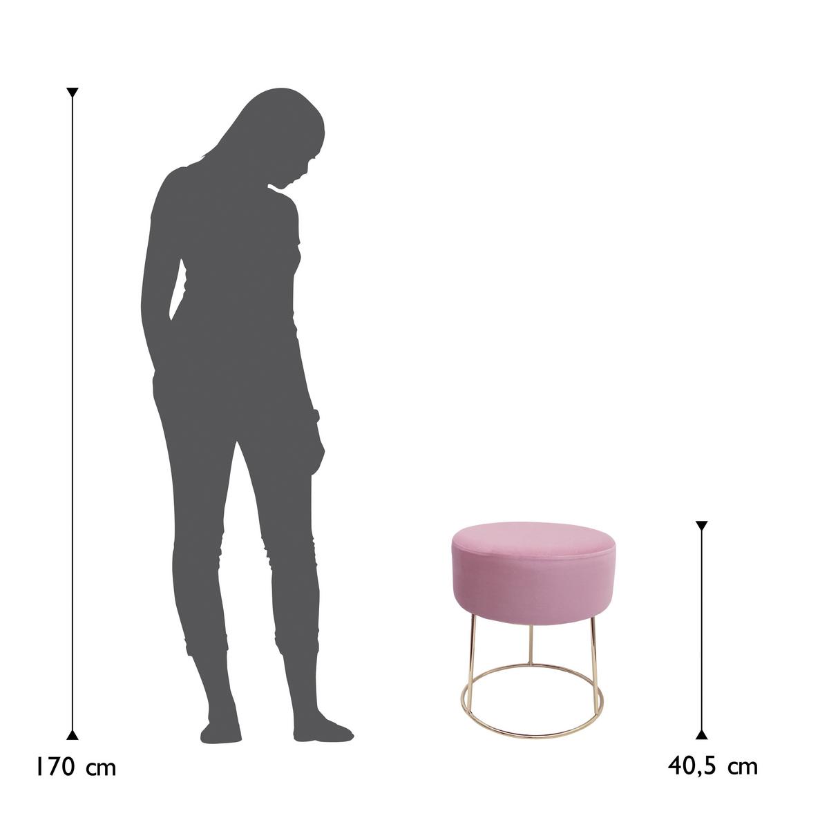 Hocker Marilyn Rosa Samt - Goldfarben/Rosa, Design, Textil/Metall (35,5/40,5/35,5cm) - Echtwerk