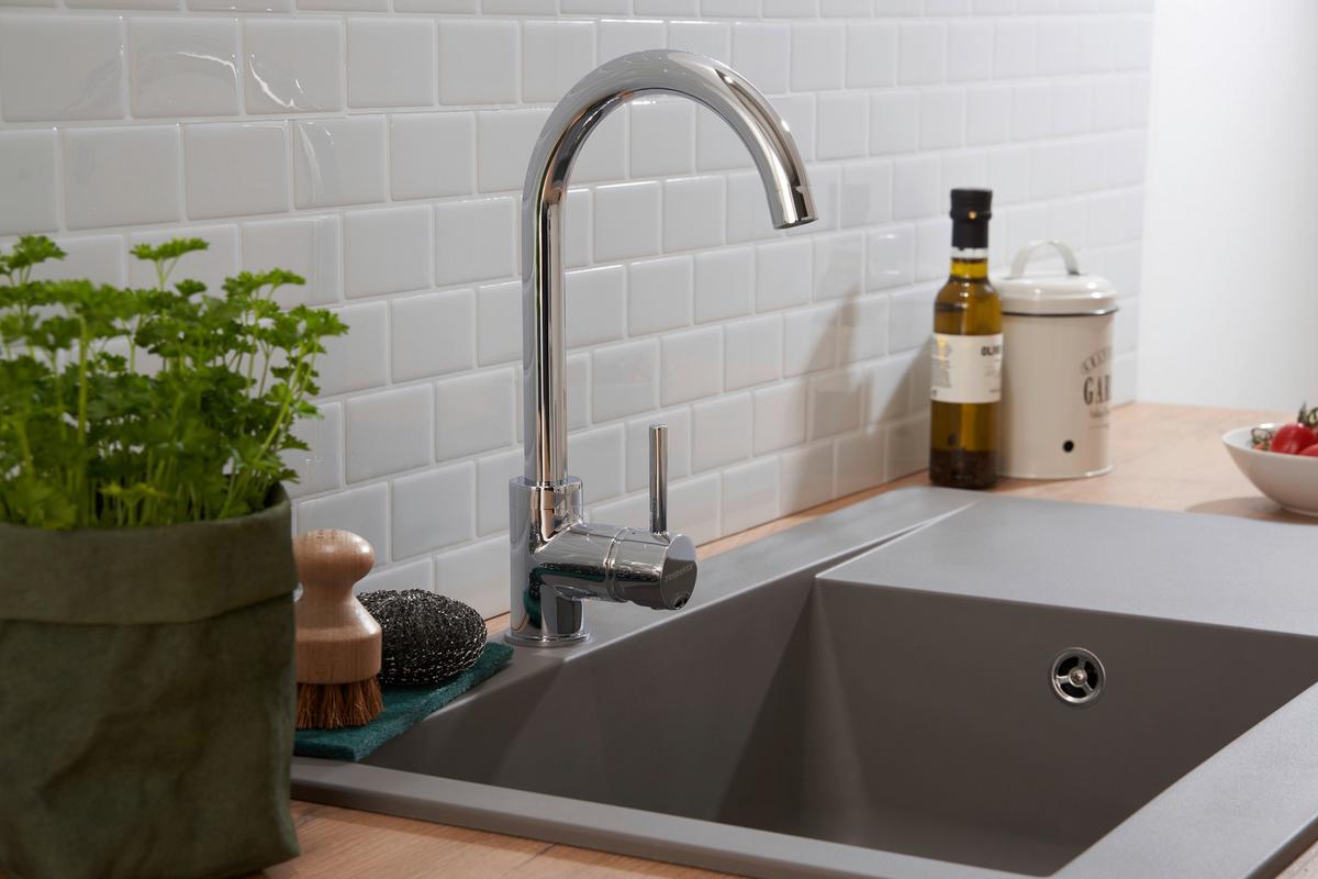 Einbauspüle Denver ca. 86x20x50 cm Grau - Grau, Trend, Glas/Kunststoff (86/20/50cm) - Respekta