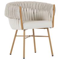 KRZESŁO Z PODŁOKIETNIKAMI TWISTY   -AMBIA HOME- - beżowy/kolor złoty, Design, metal/tkanina (65/76/60cm) - Ambia Home